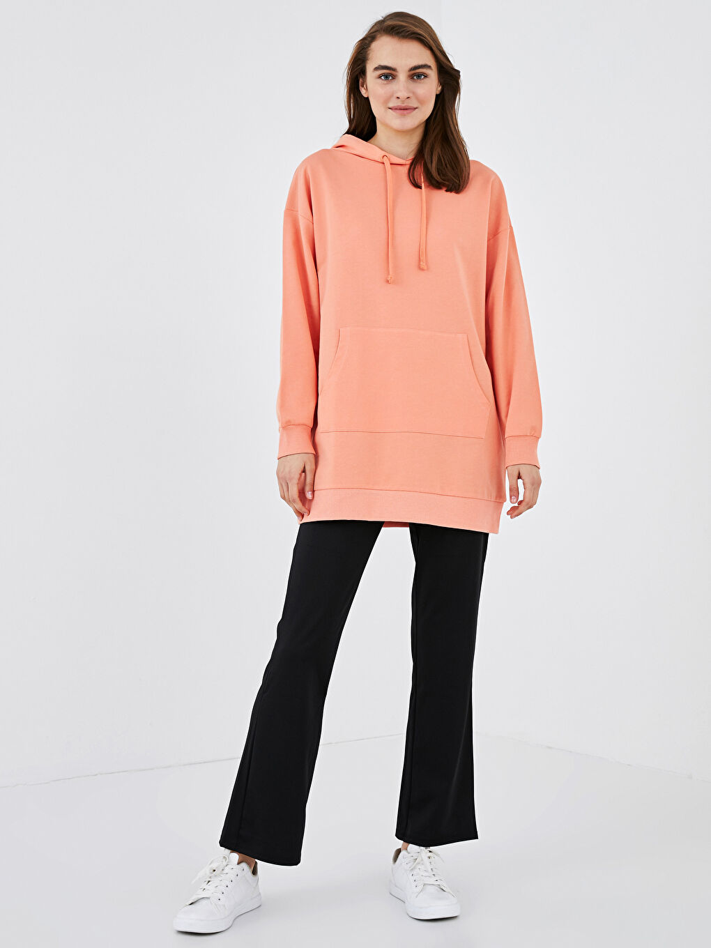 Cotton Women's Sweatshirt Tunic with Hood-1