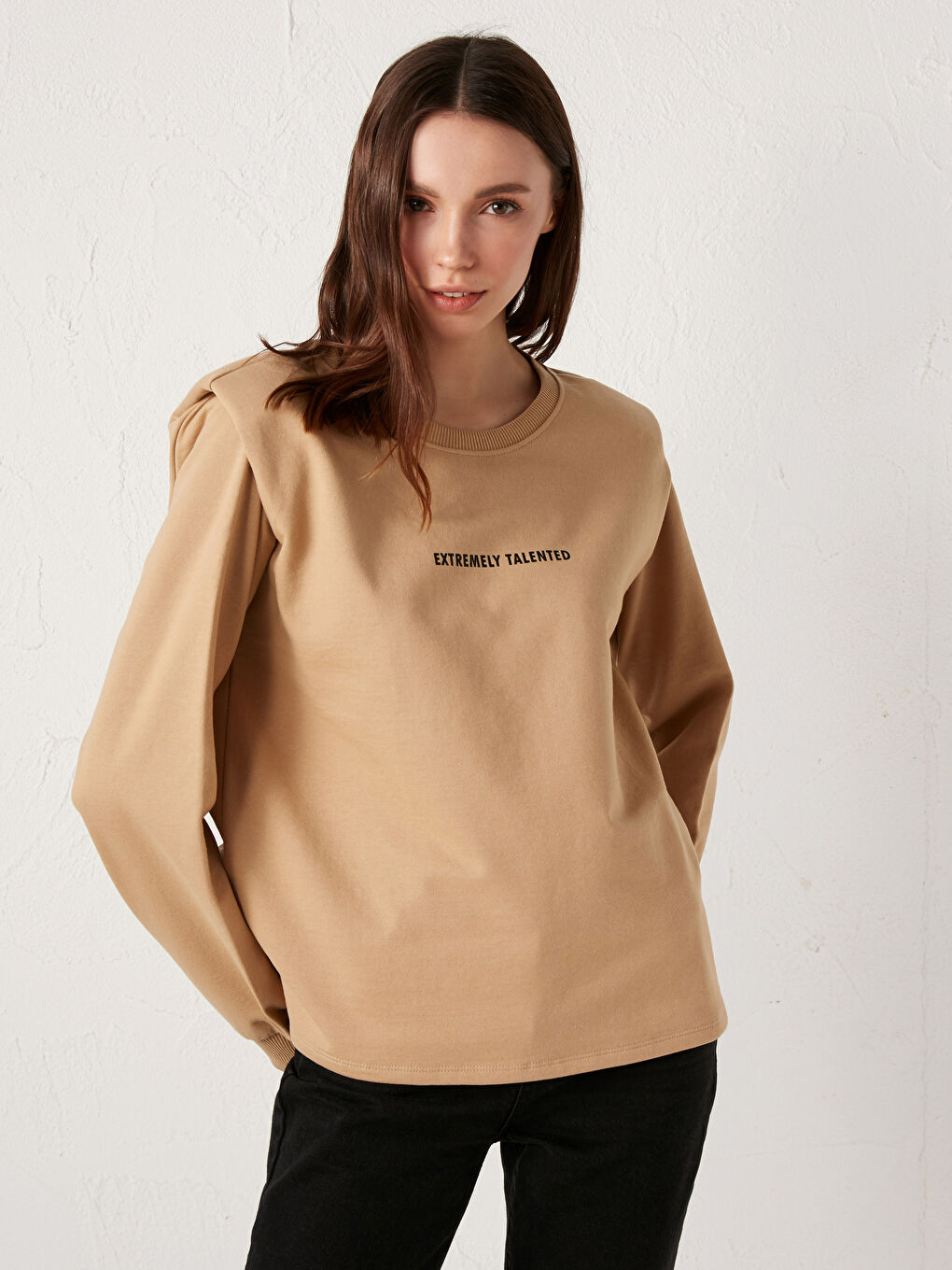 LCW Vision Slogan Printed Cotton Sweatshirt -S1BH21Z8-GCZ
