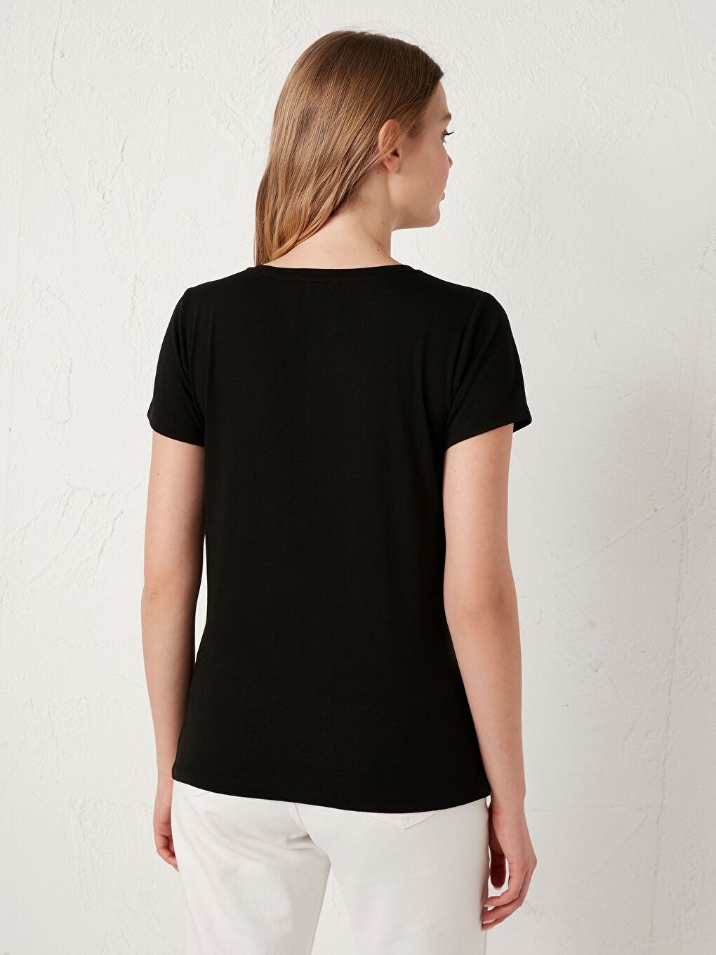 Siyah Slogan Baskılı Bisiklet Yaka Tişört-4