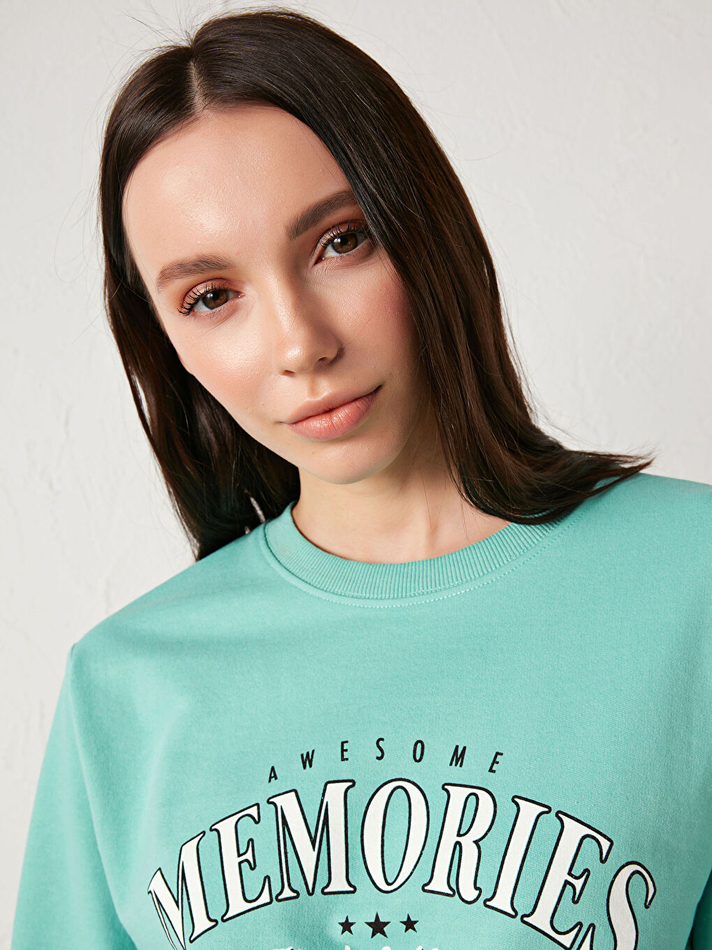 Slogan Printed Crew Neck Sweatshirt-1