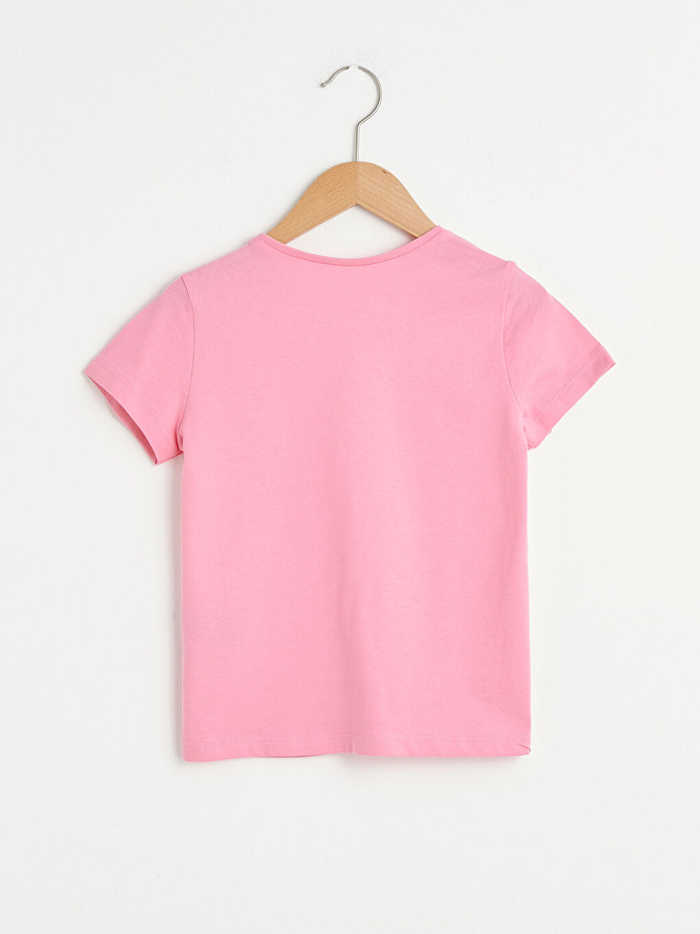 Базовая хлопковая футболка с короткими рукавами и круглым вырезом для девочек-1