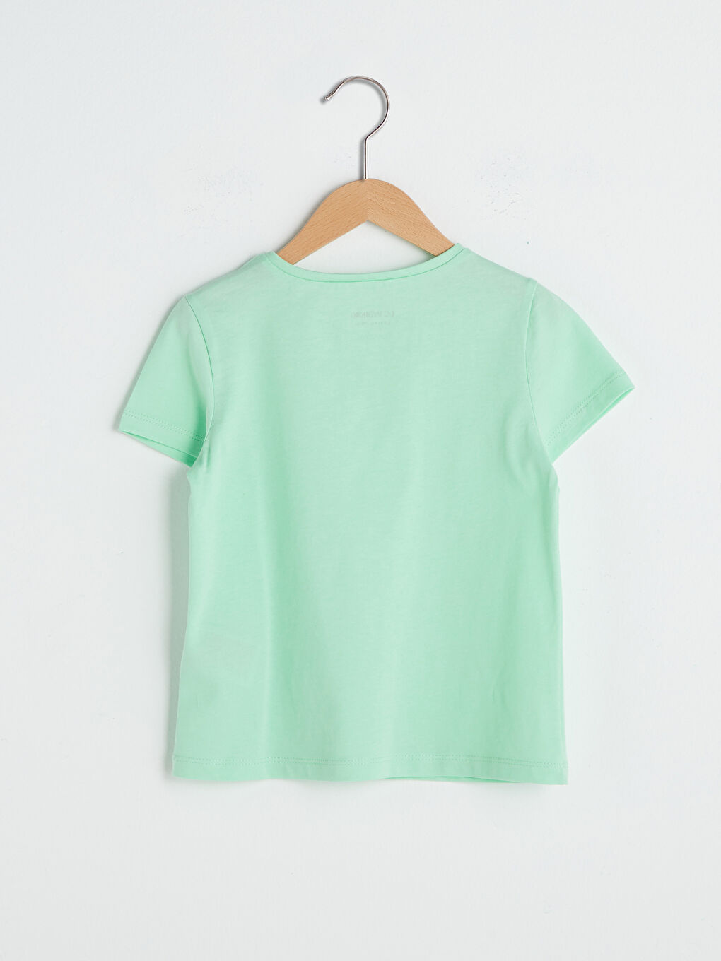 Yeşil Bisiklet Yaka Basic Kısa Kollu Pamuklu Kız Çocuk Tişört-1