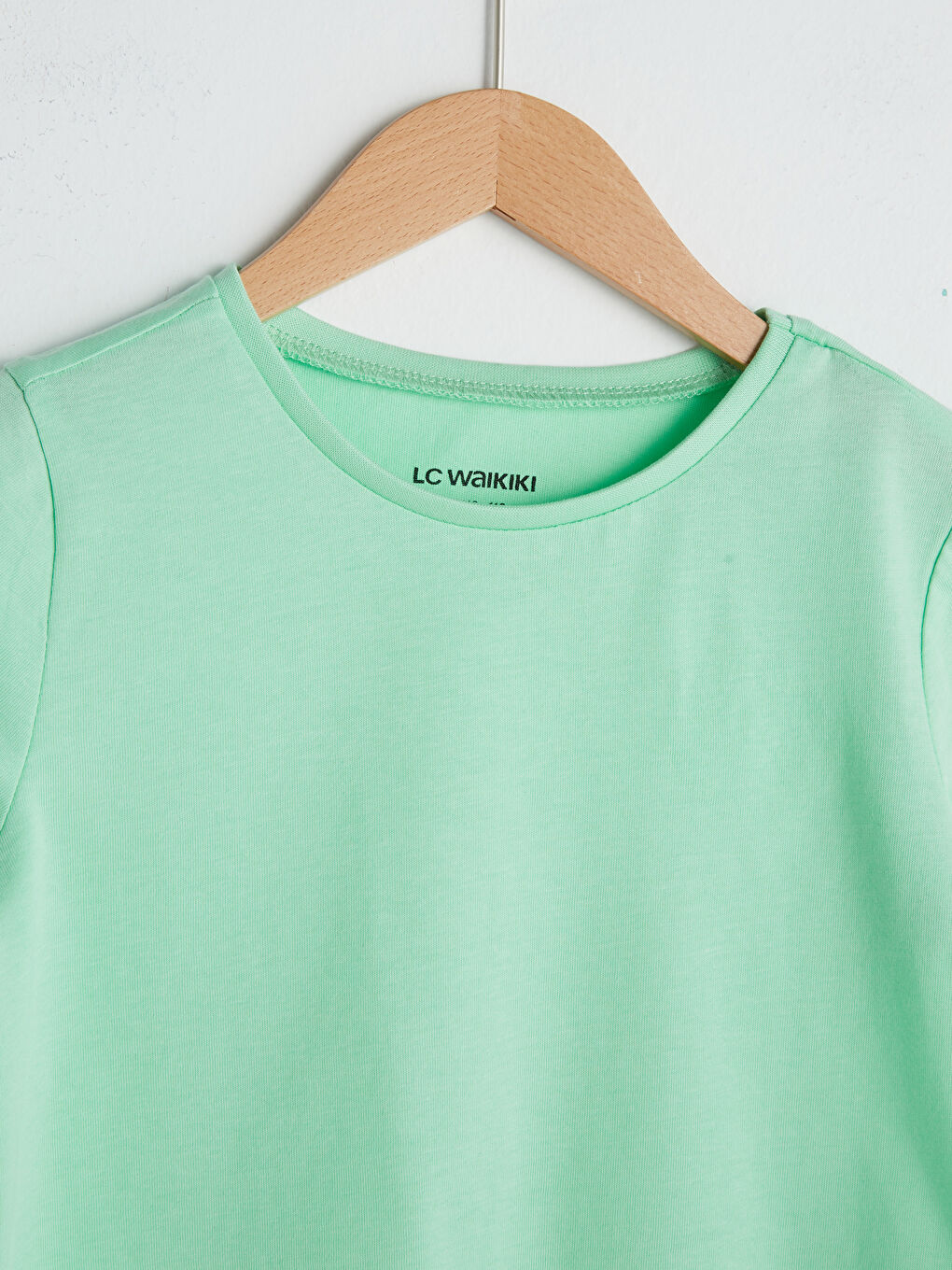 Yeşil Bisiklet Yaka Basic Kısa Kollu Pamuklu Kız Çocuk Tişört-2