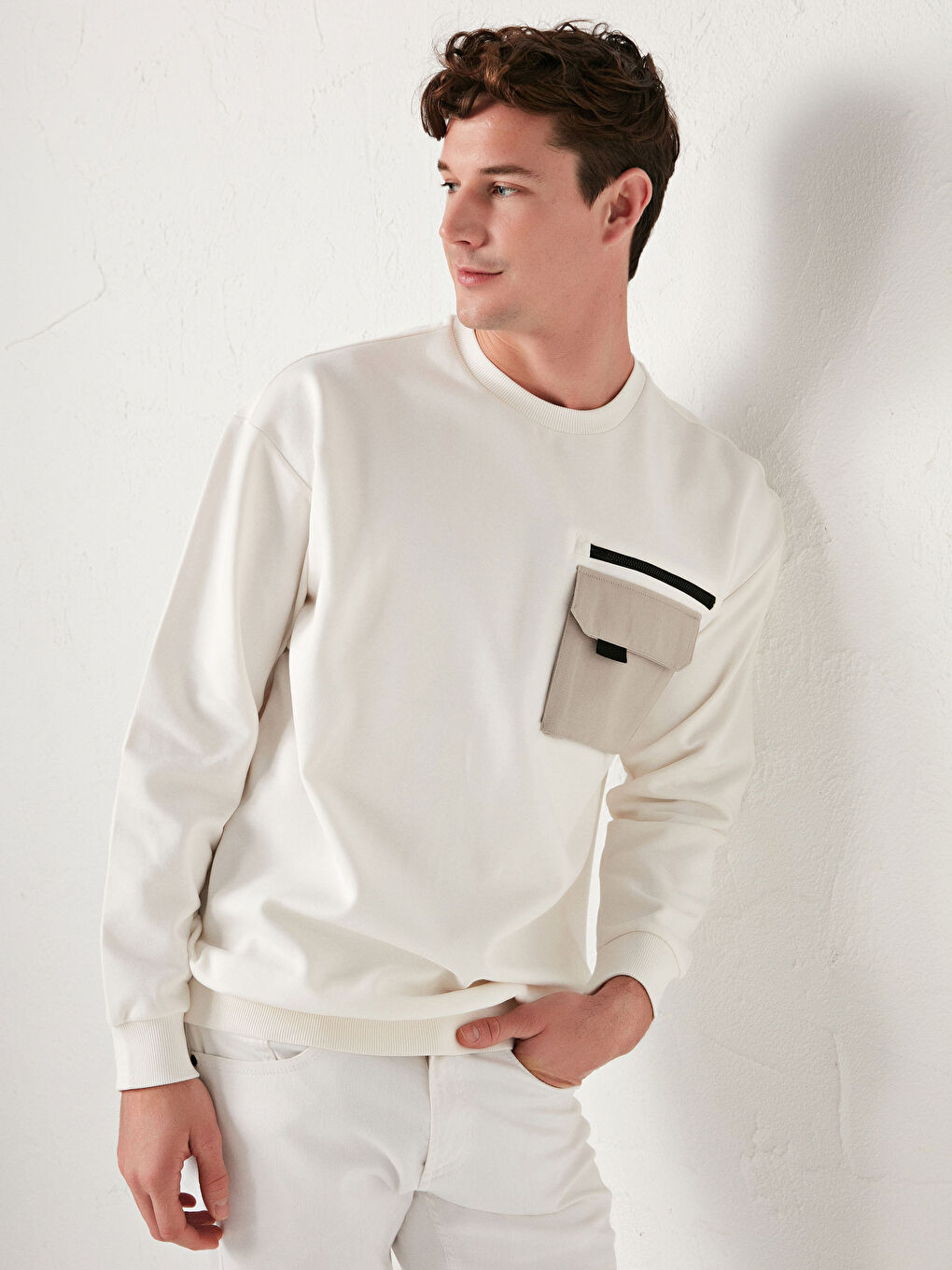 سويت شيرت ياقة دائرية كم طويل تخين للرجال