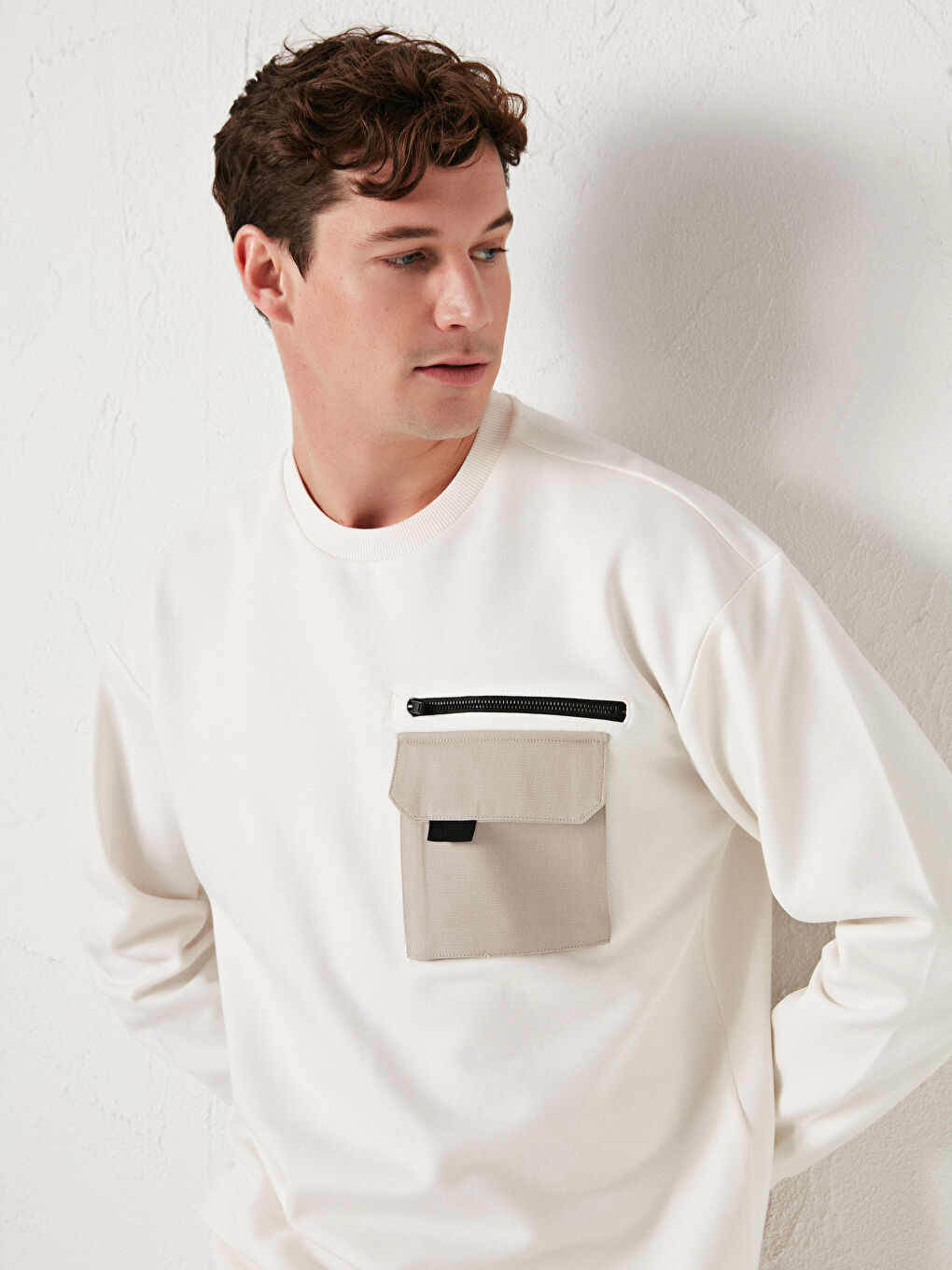 سويت شيرت ياقة دائرية كم طويل تخين للرجال-1