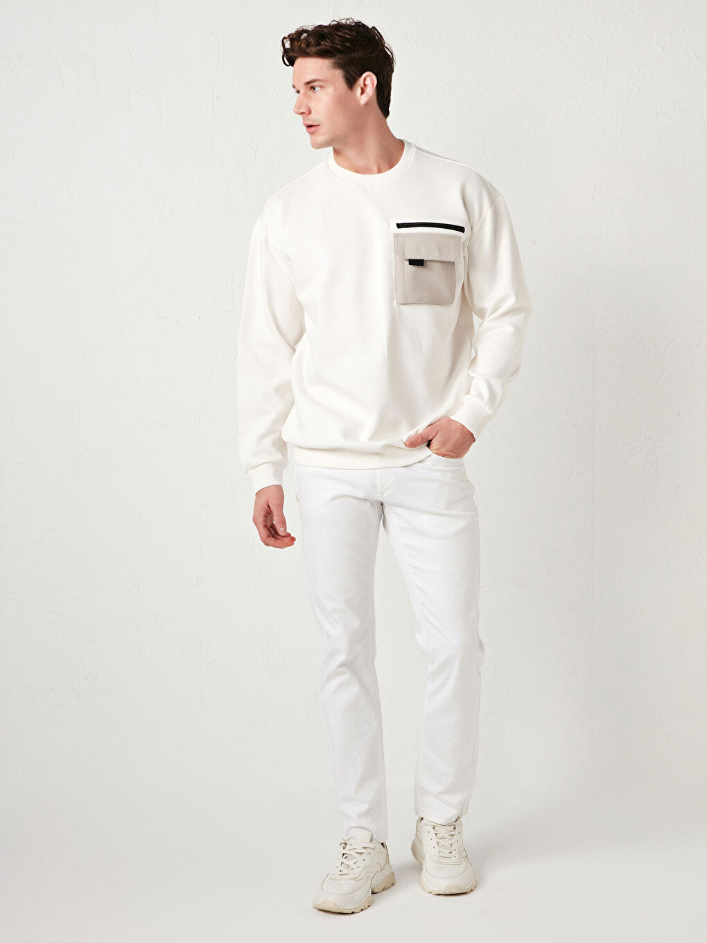 سويت شيرت ياقة دائرية كم طويل تخين للرجال-2