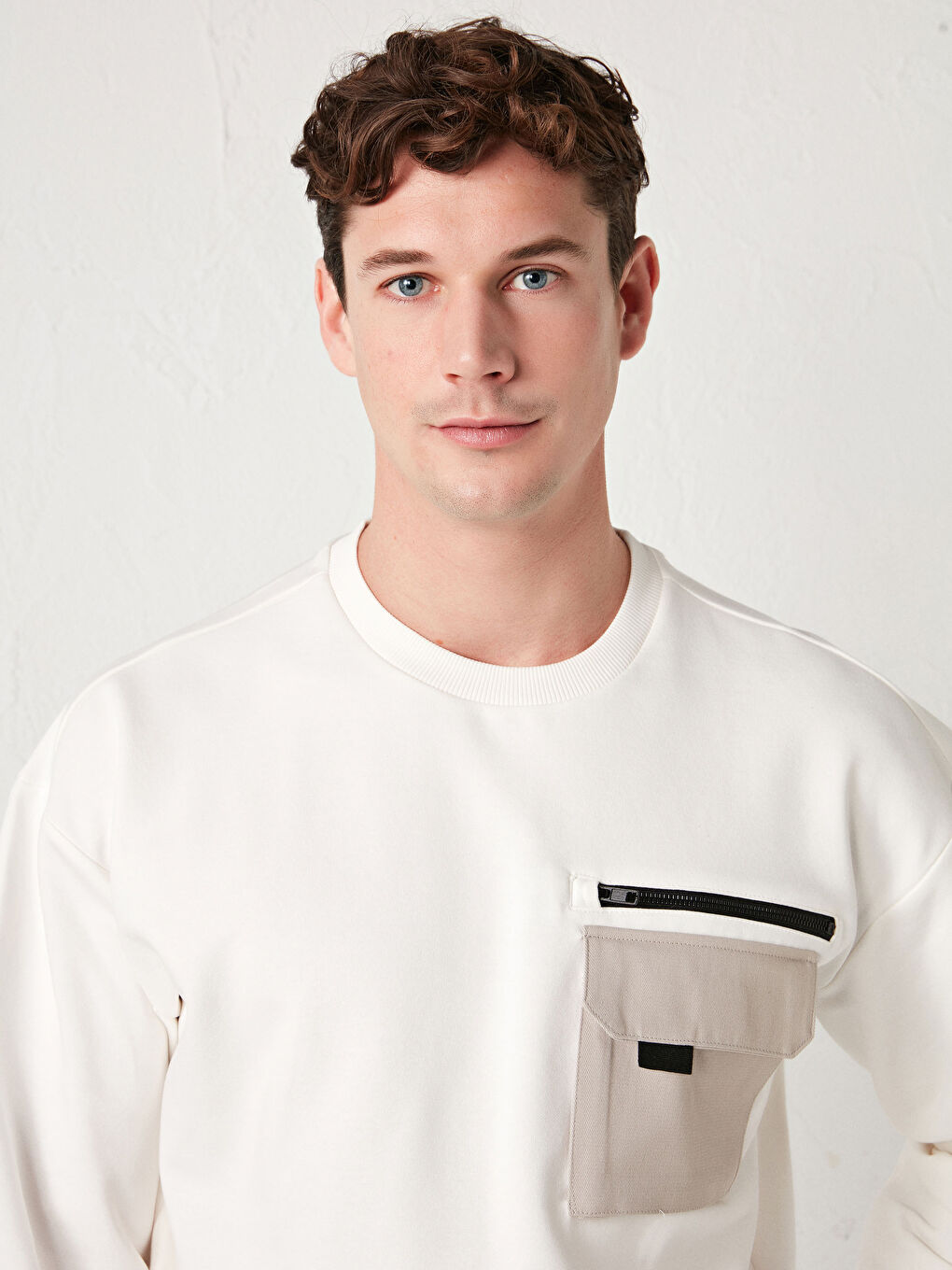 سويت شيرت ياقة دائرية كم طويل تخين للرجال-3