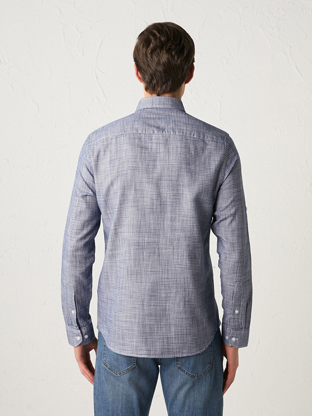 قميص رجالي كم طويل قطن رفيع-5