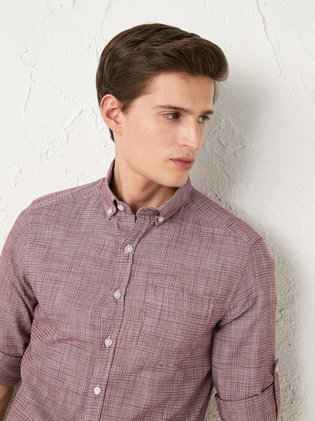 قميص رجالي قطن بأكمام طويلة وقصة ضيقة-3