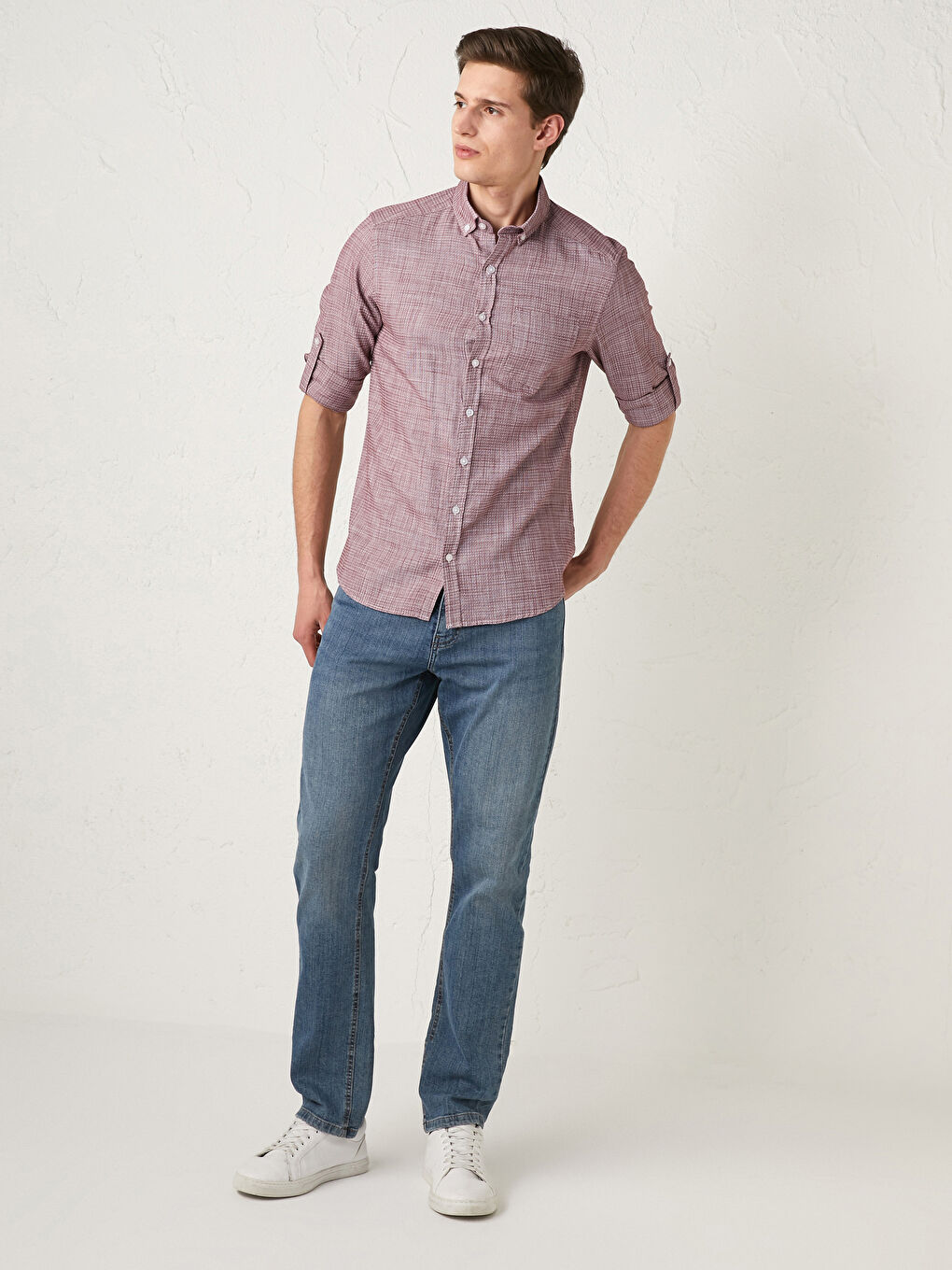 قميص رجالي قطن بأكمام طويلة وقصة ضيقة-4