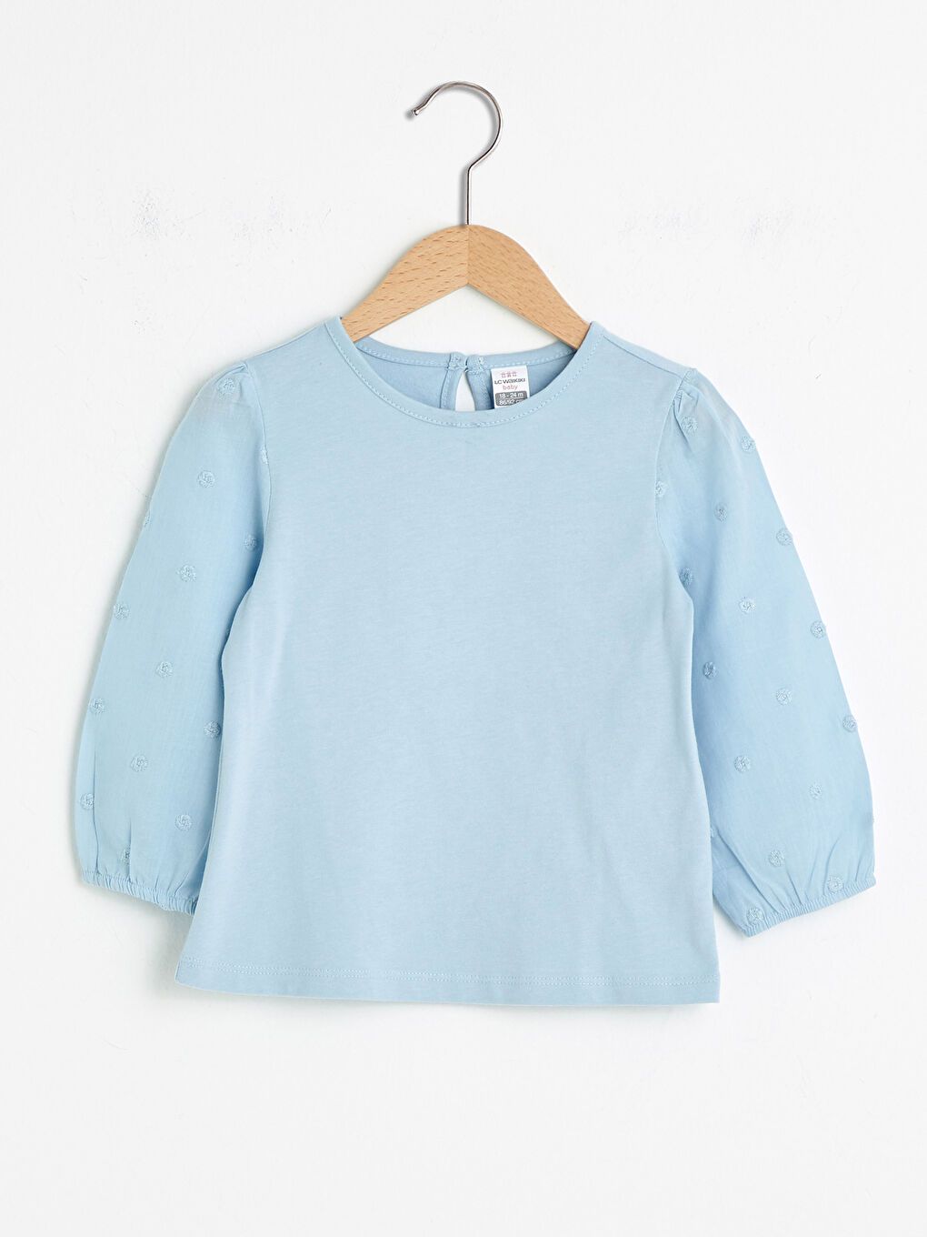 Mavi Bisiklet Yaka Uzun Kol Basic Kız Bebek Tişört
