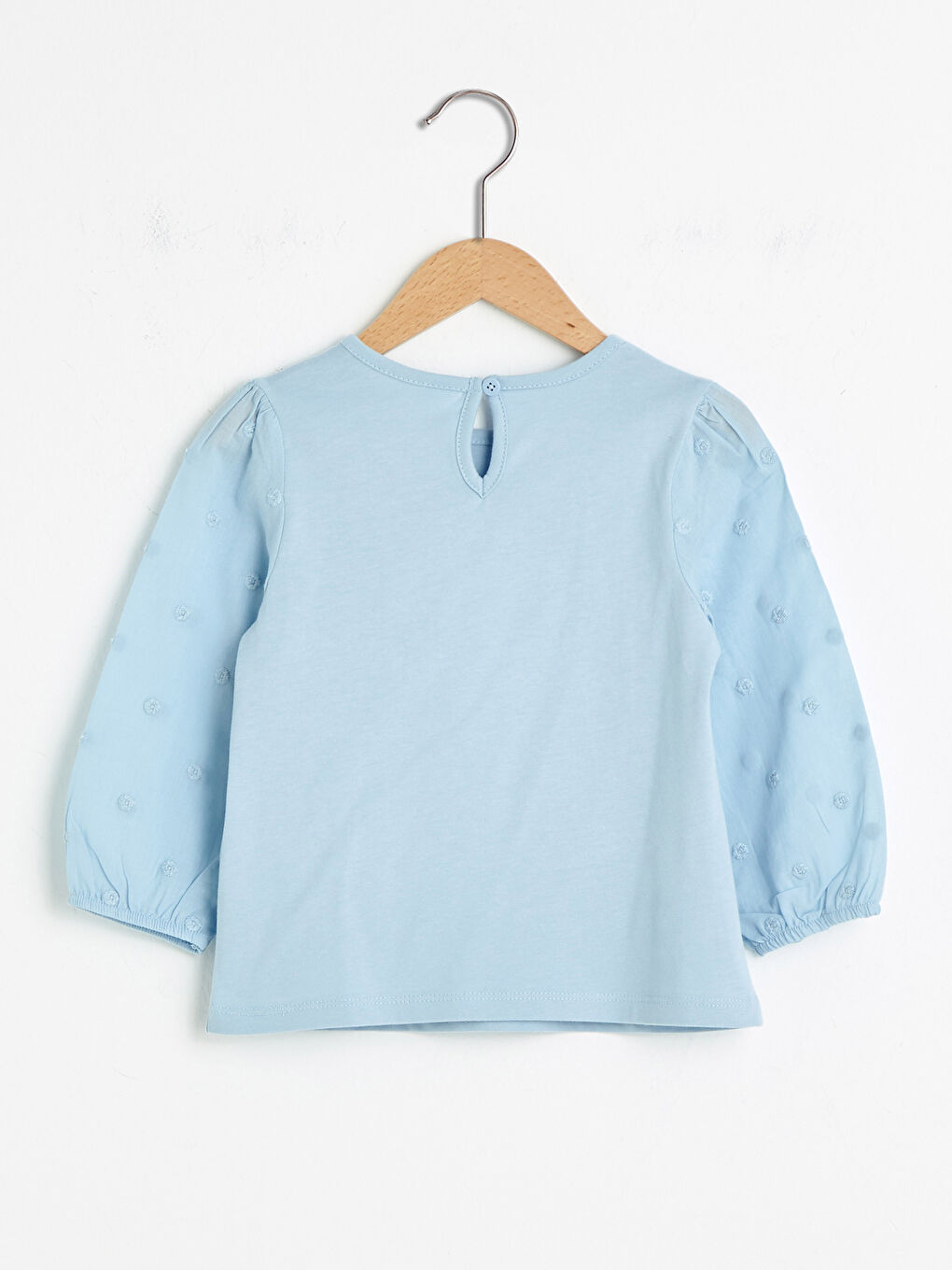 Mavi Bisiklet Yaka Uzun Kol Basic Kız Bebek Tişört-1