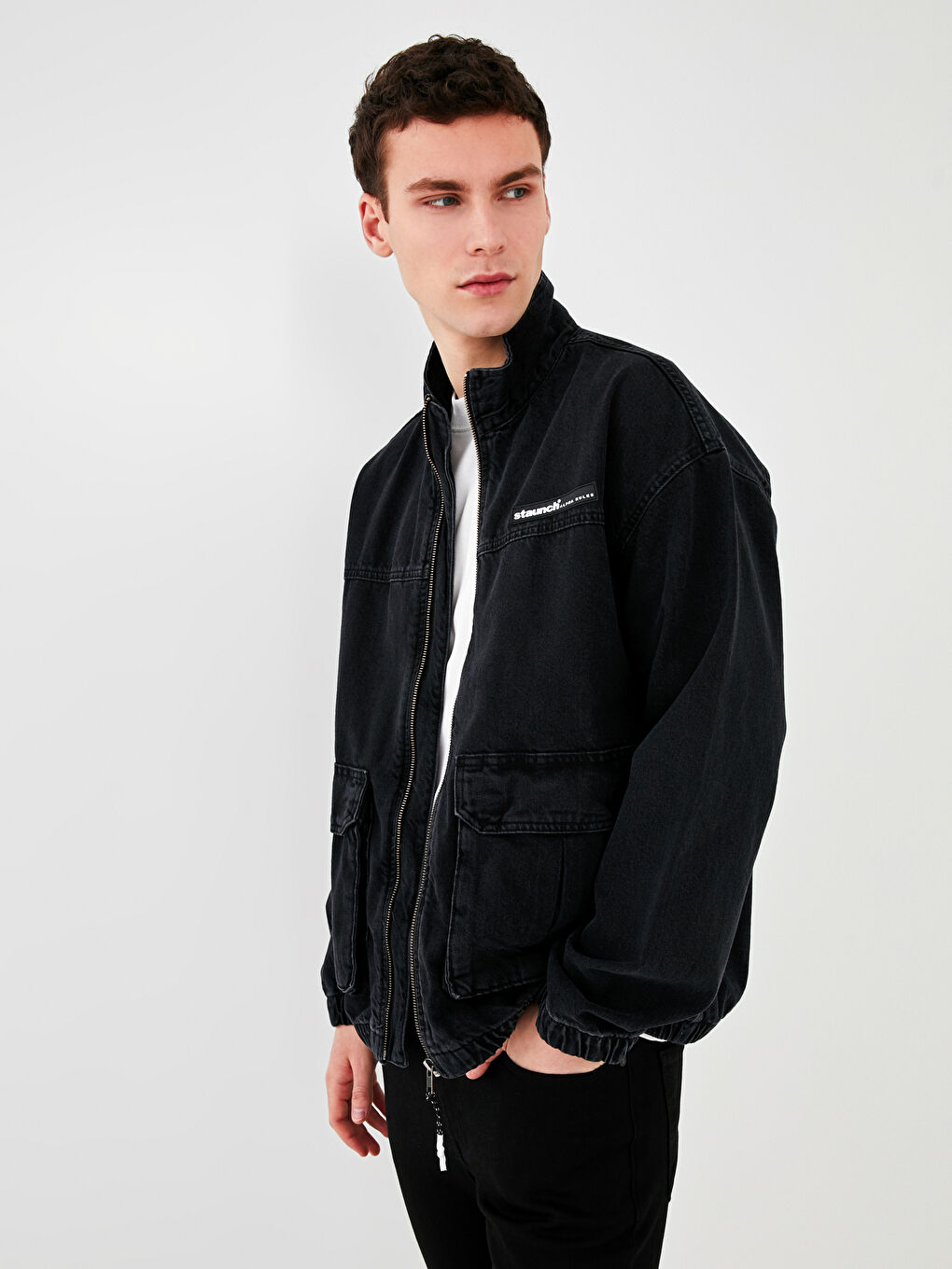 جاكيت جينز واسع للرجال-2