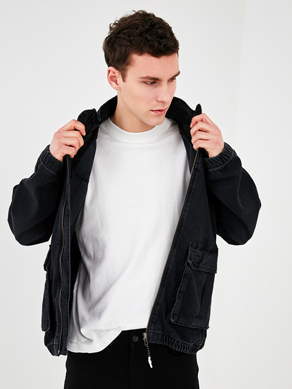 جاكيت جينز واسع للرجال-3
