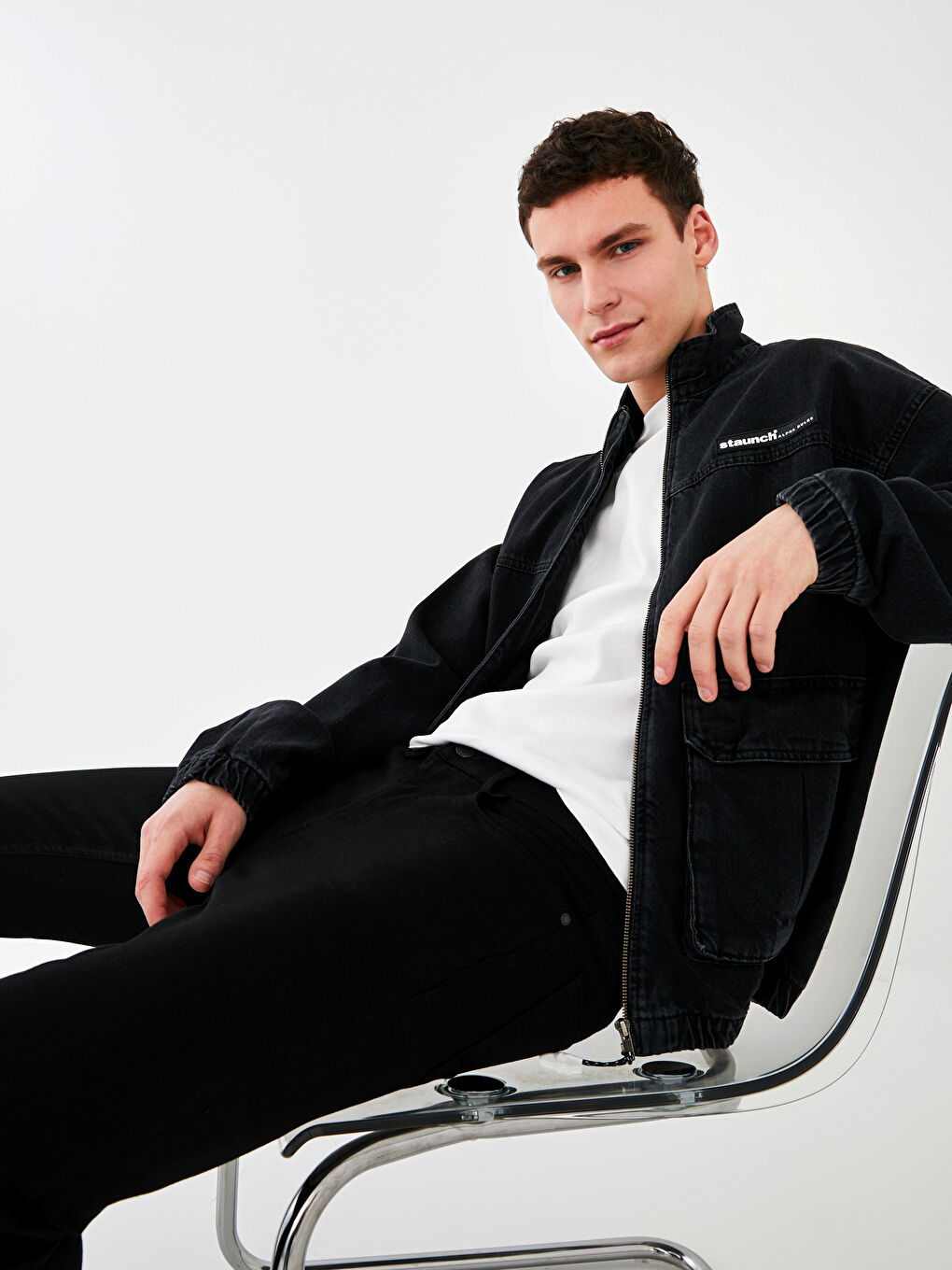 جاكيت جينز واسع للرجال-4