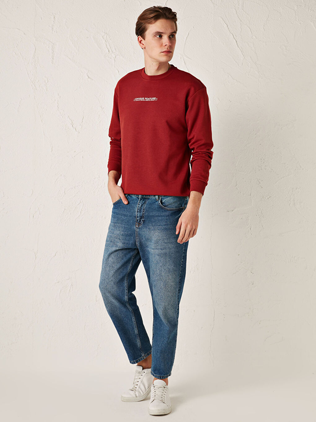 Crew Neck Long Sleeve Printed Thick Men's Sweatshirt-2