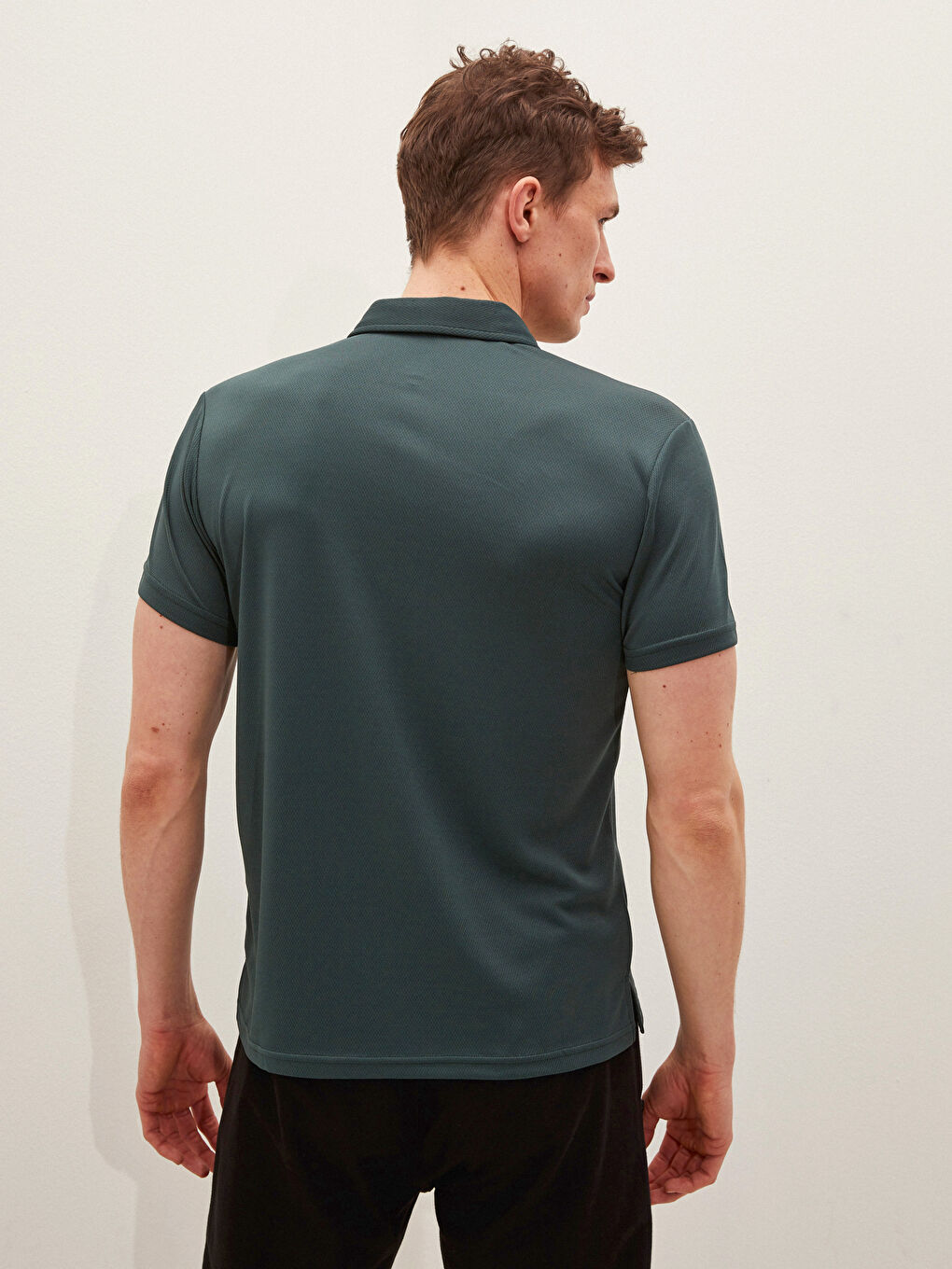 Yeşil Polo Yaka Kısa Kollu Erkek Tişört-4