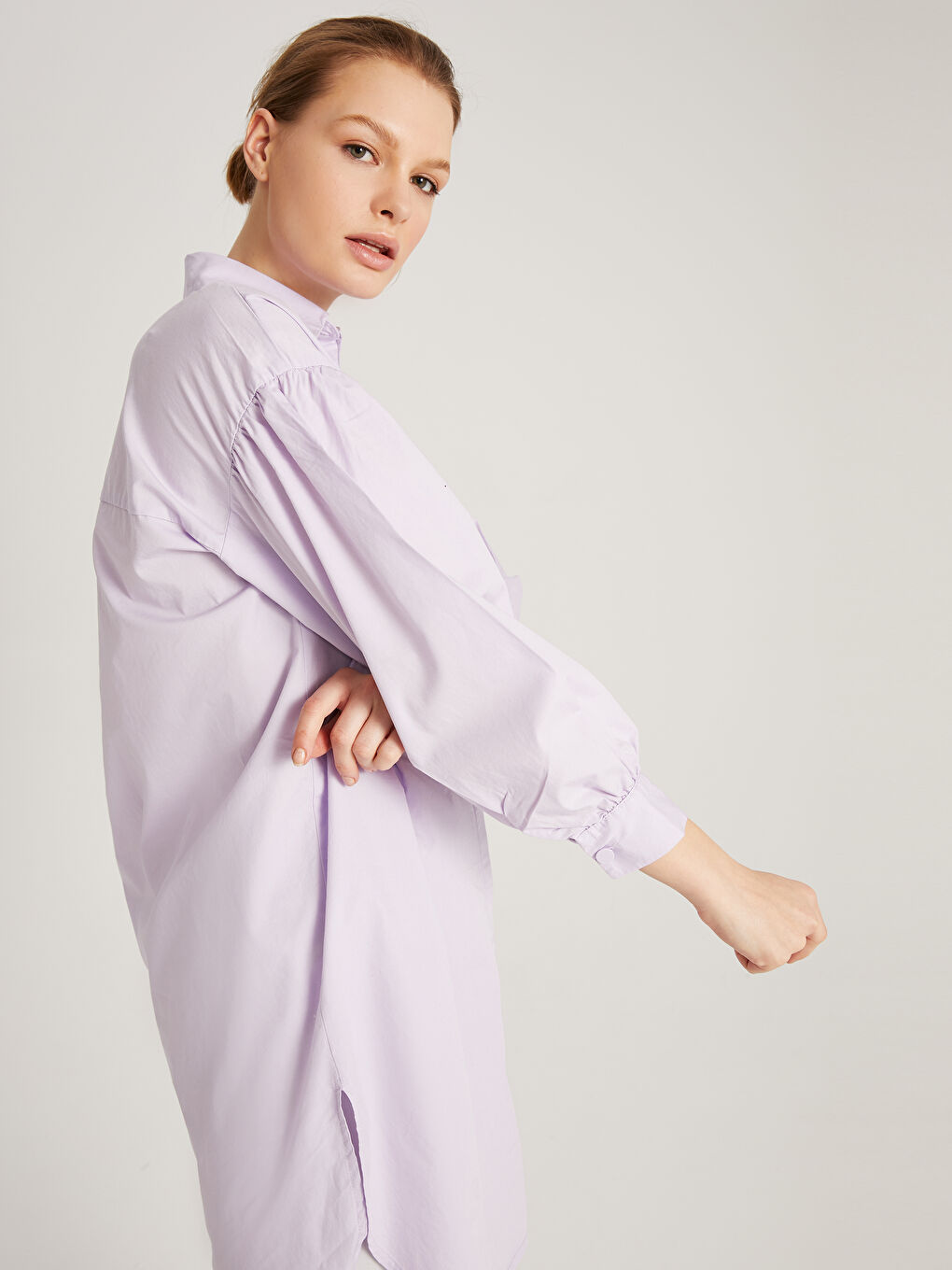 Tunique en chemise en popeline pour Femmes-1