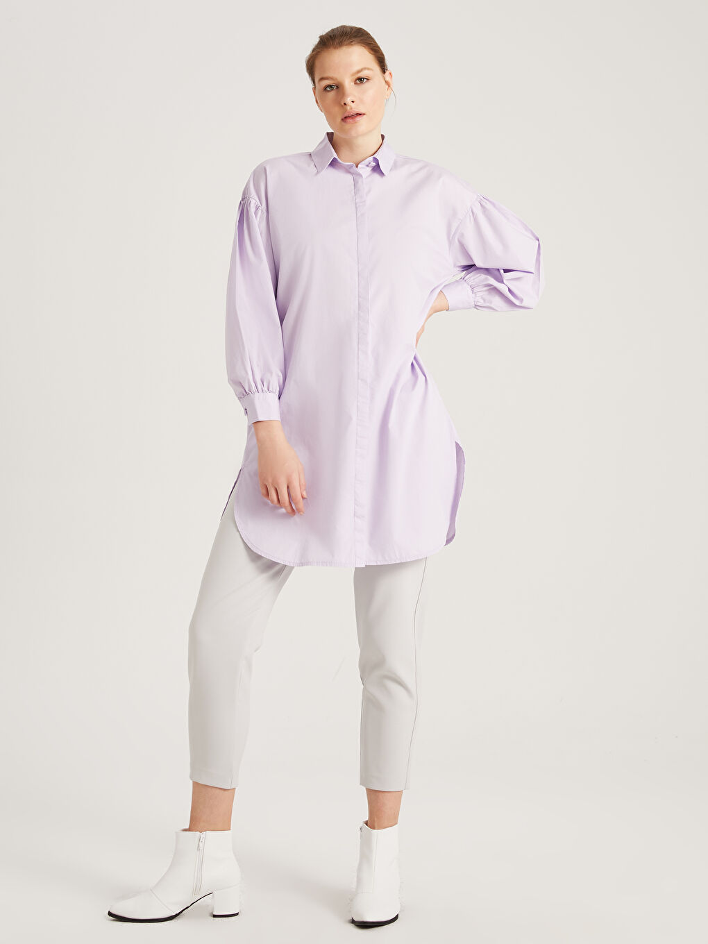 Tunique en chemise en popeline pour Femmes-2