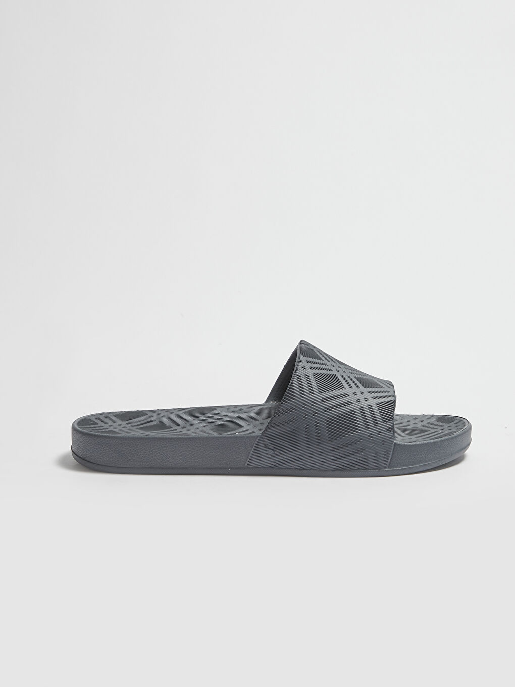 Gri Tek Bantlı Erkek Çizgili Terlik-1