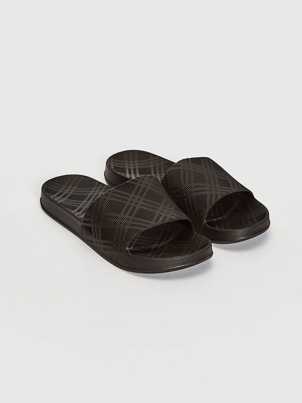 Siyah Tek Bantlı Erkek Çizgili Terlik