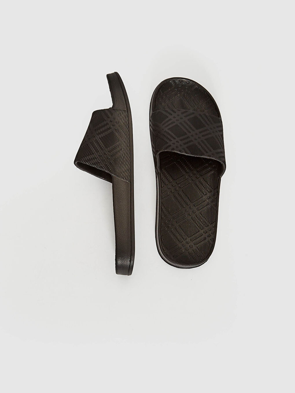 Siyah Tek Bantlı Erkek Çizgili Terlik-2