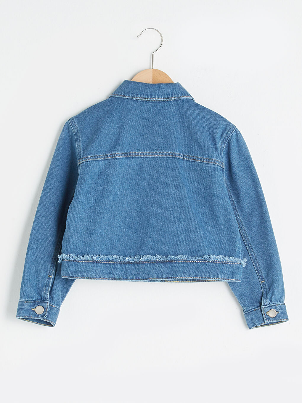 İndigo Gömlek Yaka Pamuklu Kız Çocuk Jean Ceket-1