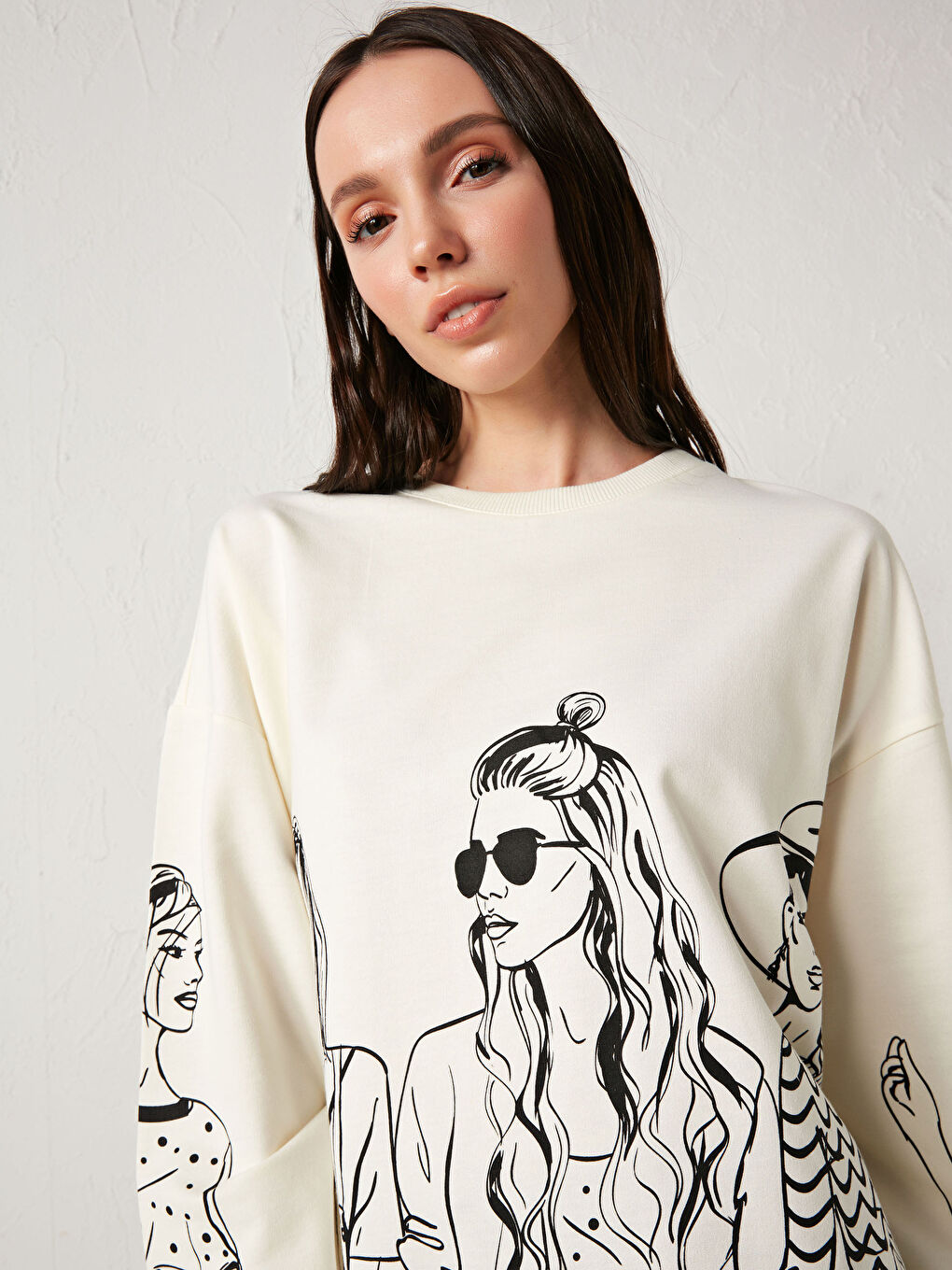 Crew Neck Printed Sweatshirt-1