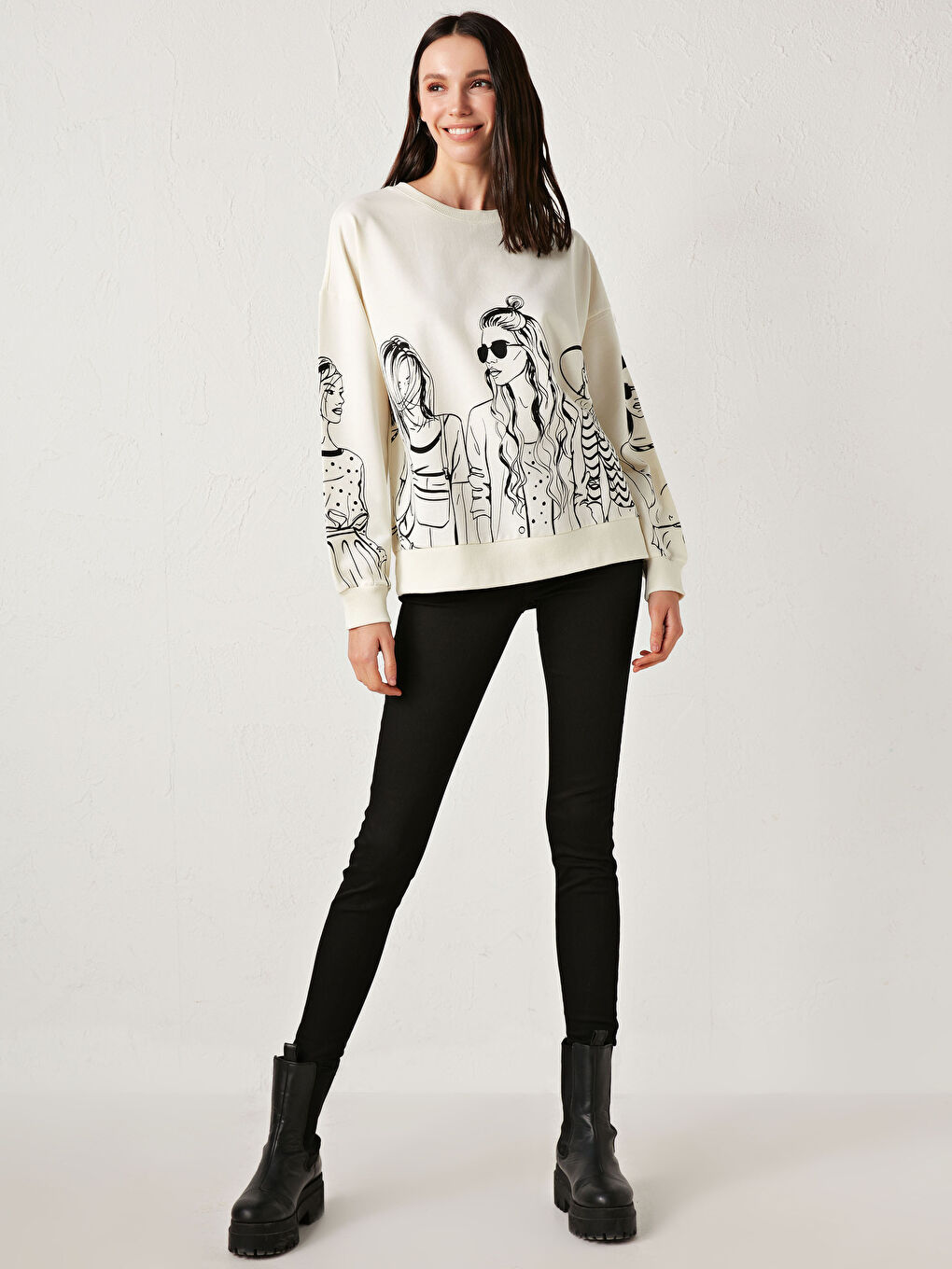 Crew Neck Printed Sweatshirt-2