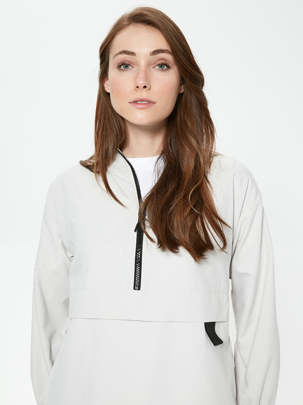 Hooded Collar Zipper Tunic-1