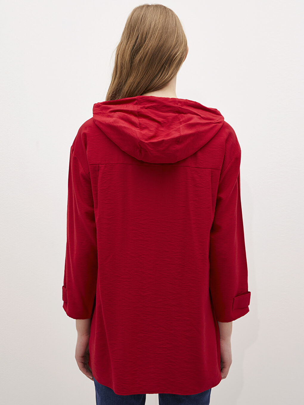 Hooded Plain Long Sleeve Oversize Women's Tunic-3