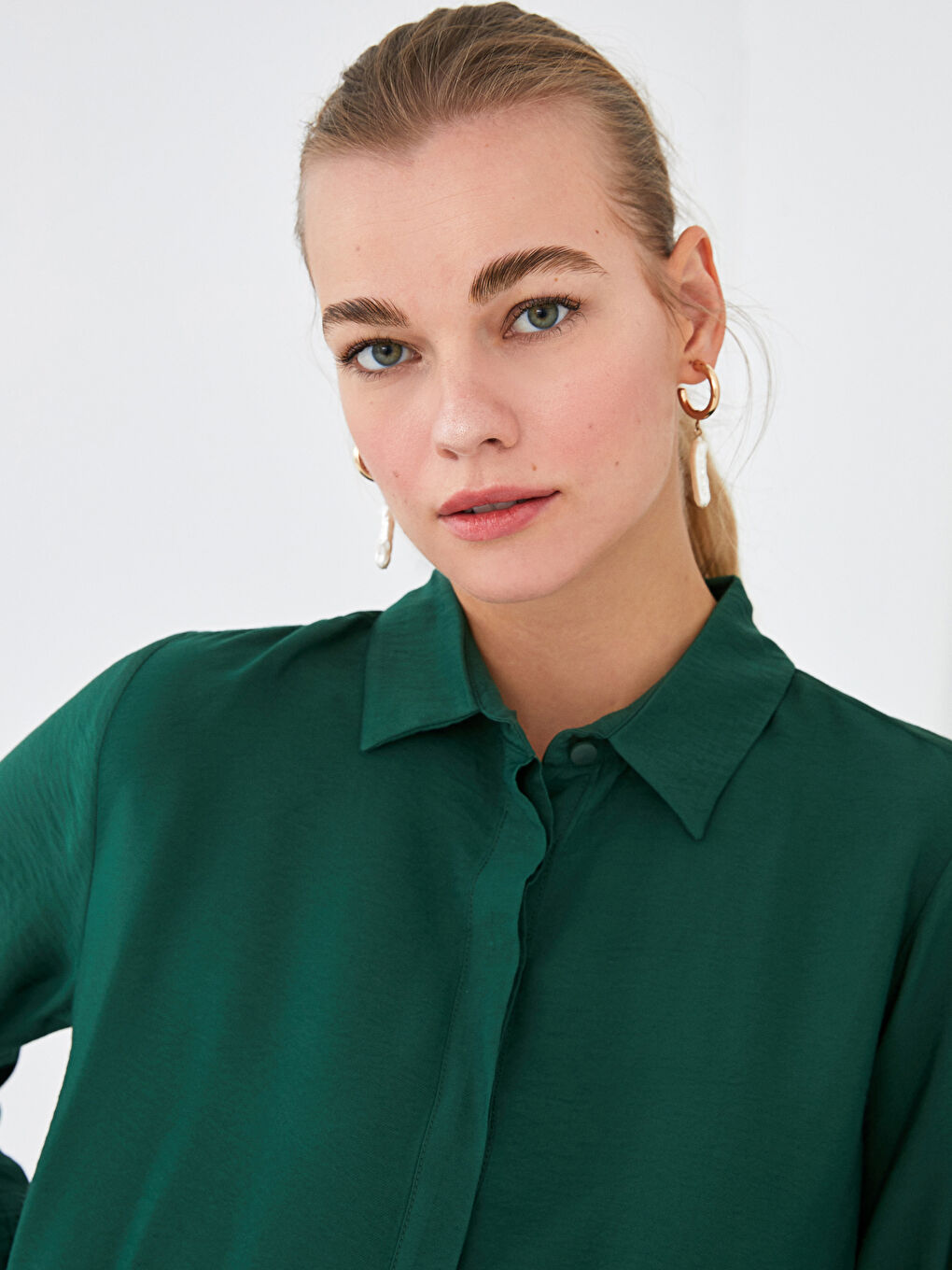 Plain Long Sleeve Women's Shirt Tunic-2