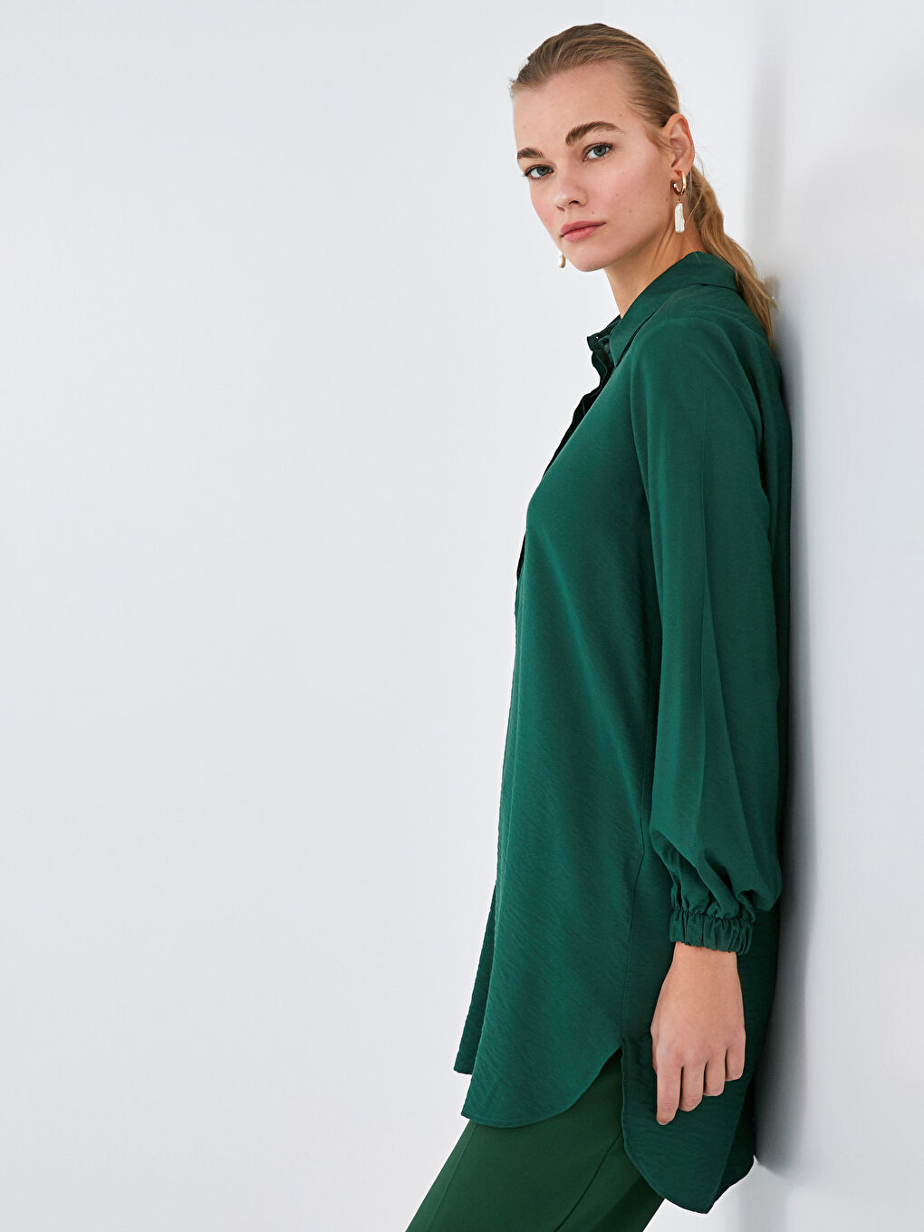 Plain Long Sleeve Women's Shirt Tunic