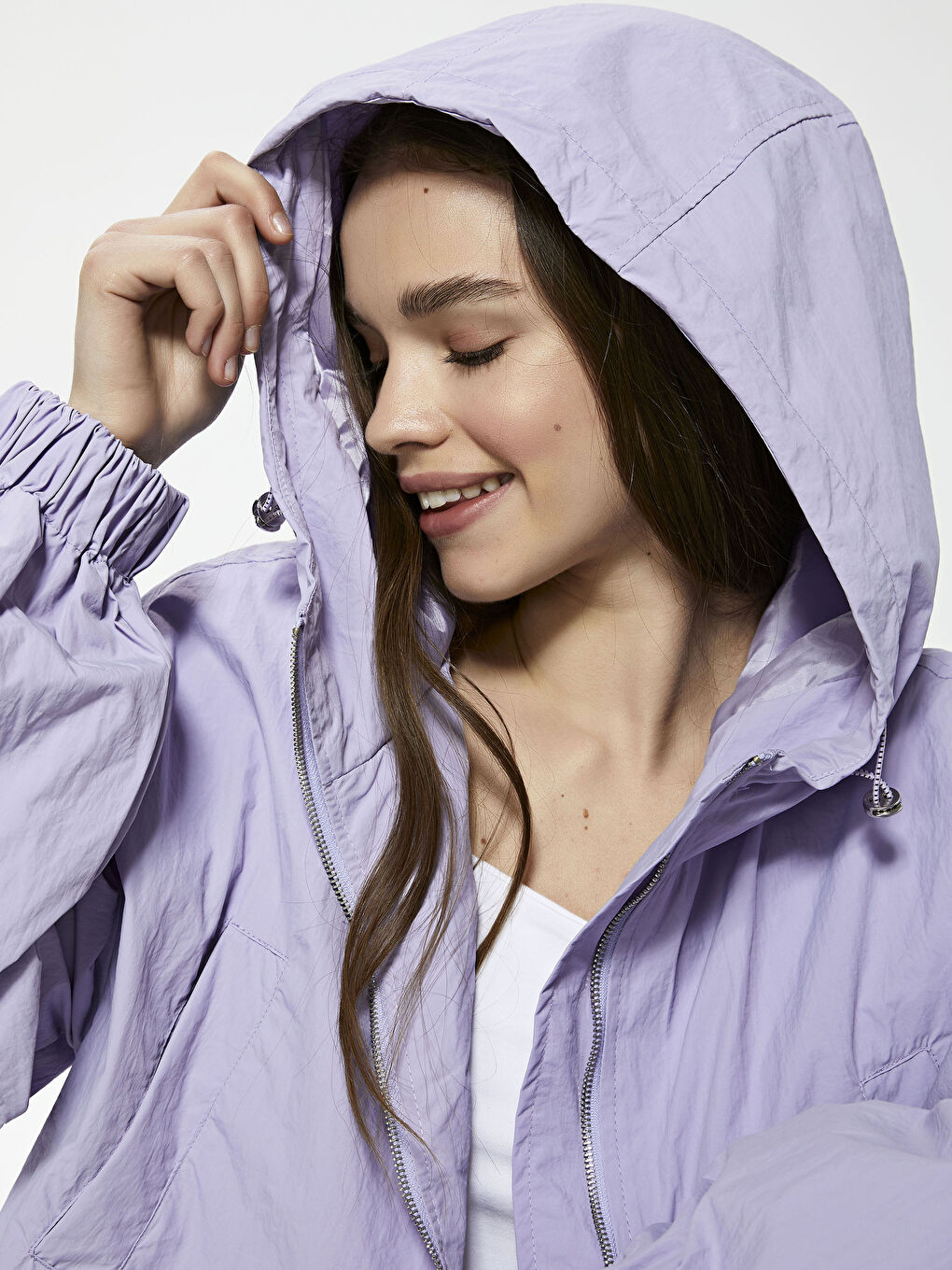 XSIDE Hooded Zipper Raincoat -S1BL06Z8-QTW