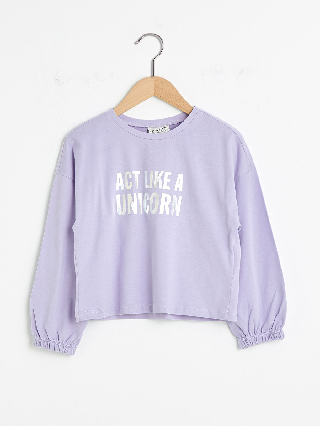 Футболка с круглым вырезом, с принтом, с длинным рукавом, для девочек