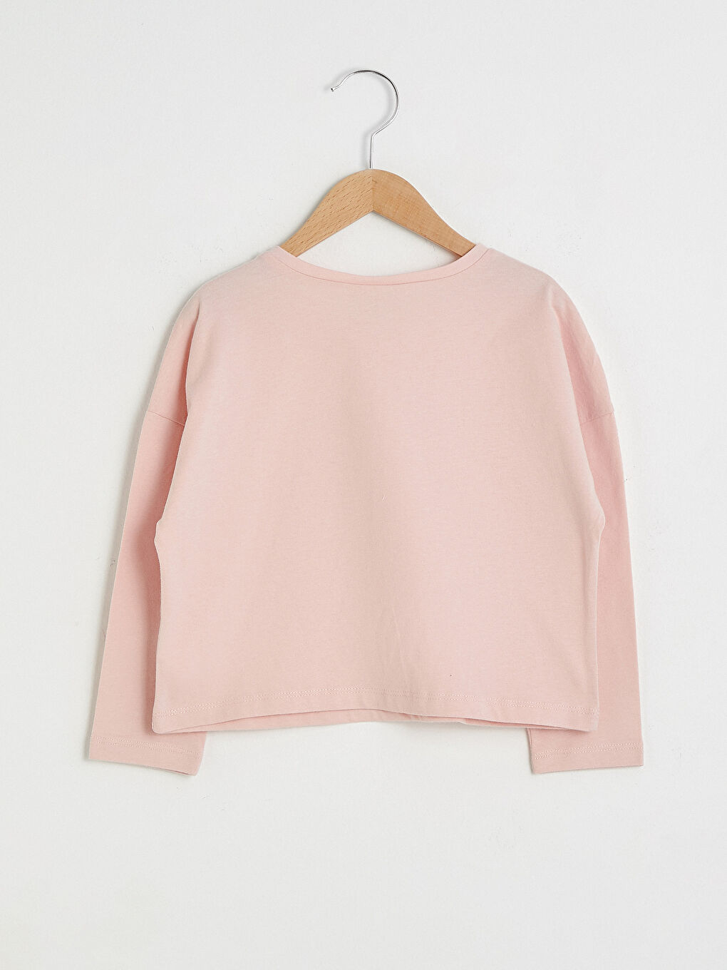 Қыздарға арналған ұзын жеңді принтті дөңгелек жағалы футболка-1