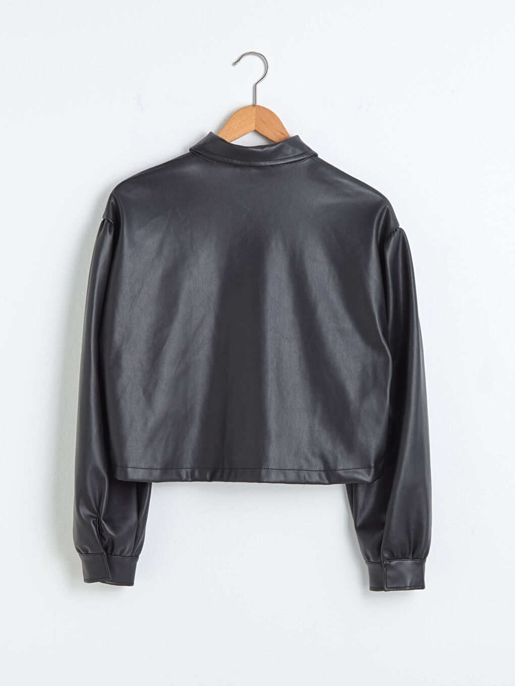 Woman Black Faux Leather Jacket-1