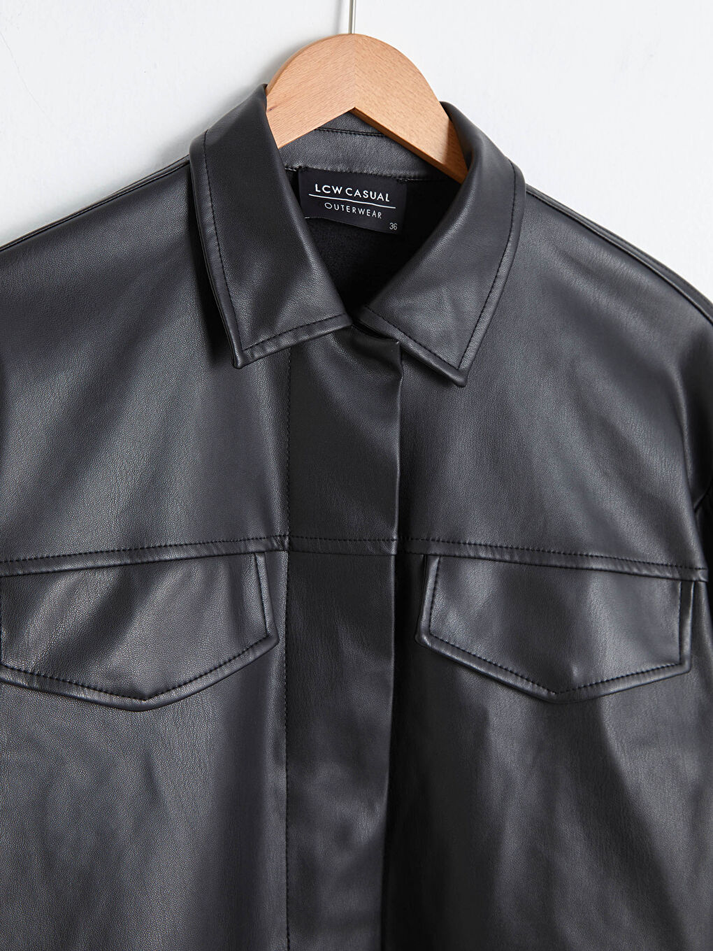 Woman Black Faux Leather Jacket-2
