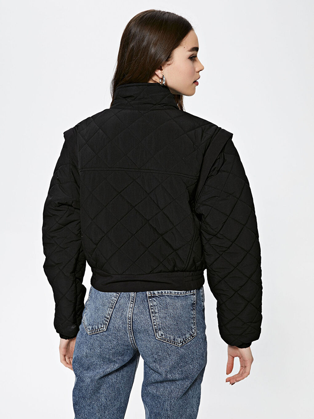 XSIDE Women's Down Jacket With Stand Collar Quilted Pattern Long Sleeve -S1BL52Z8-CVL