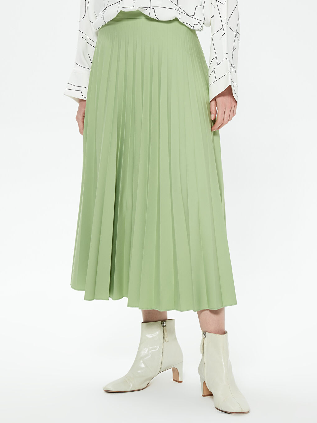 Elastic Waist Pleated Skirt -S1BL89Z8-R1A