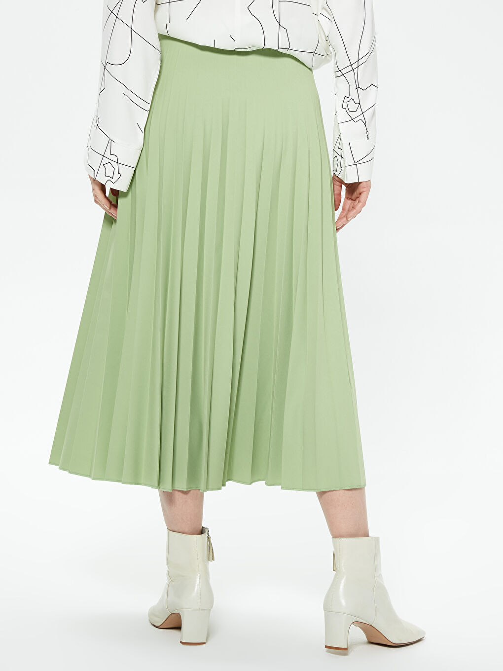 Elastic Waist Pleated Skirt -S1BL89Z8-R1A