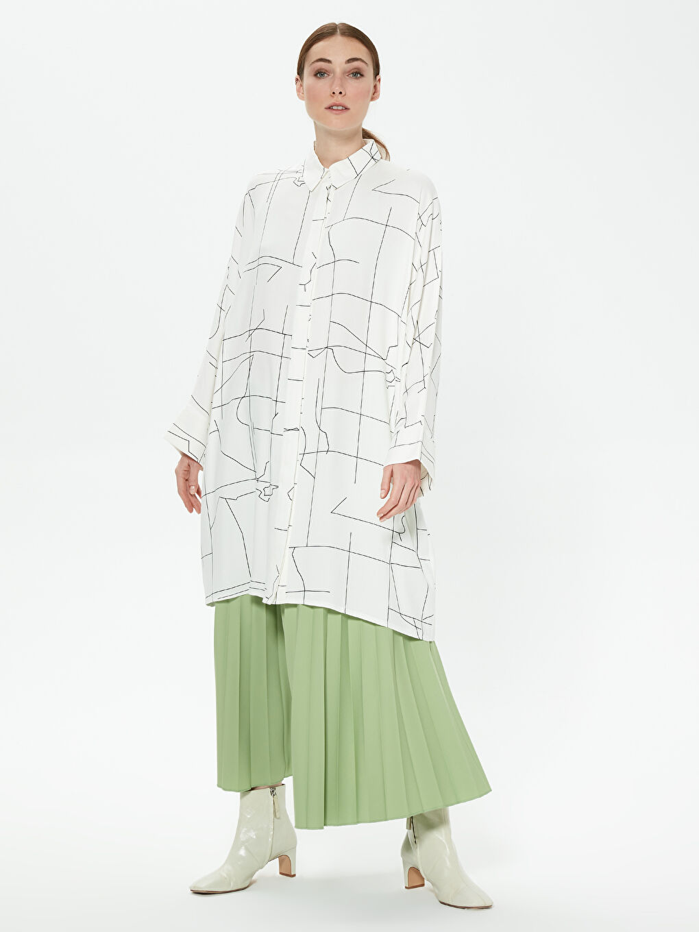 Elastic Waist Pleated Skirt -S1BL89Z8-R1A