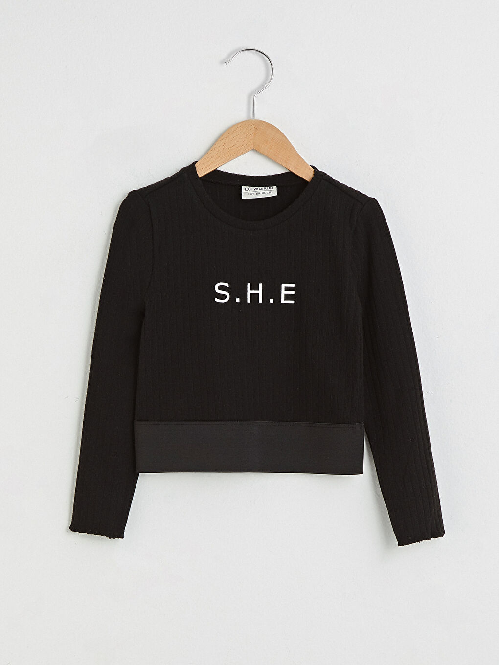 Футболка с круглым вырезом, с принтом, с длинным рукавом, для девочек