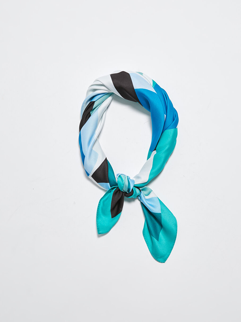 Yeşil Desenli Saten Bandana-2