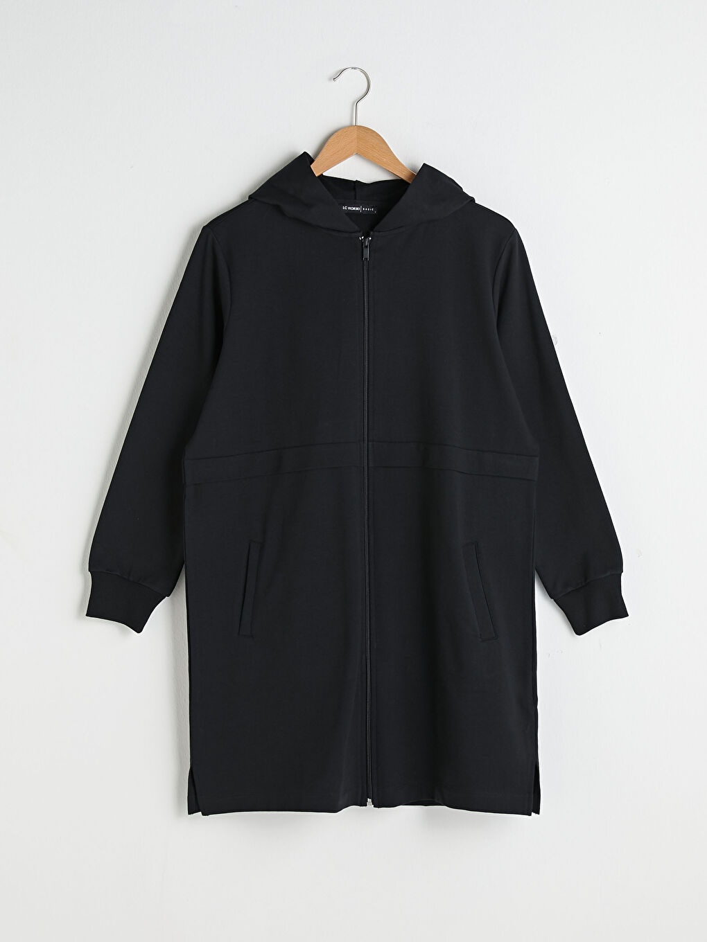 Hooded Collar Straight Zipper Closure Long Sleeve Women's Cardigan-6