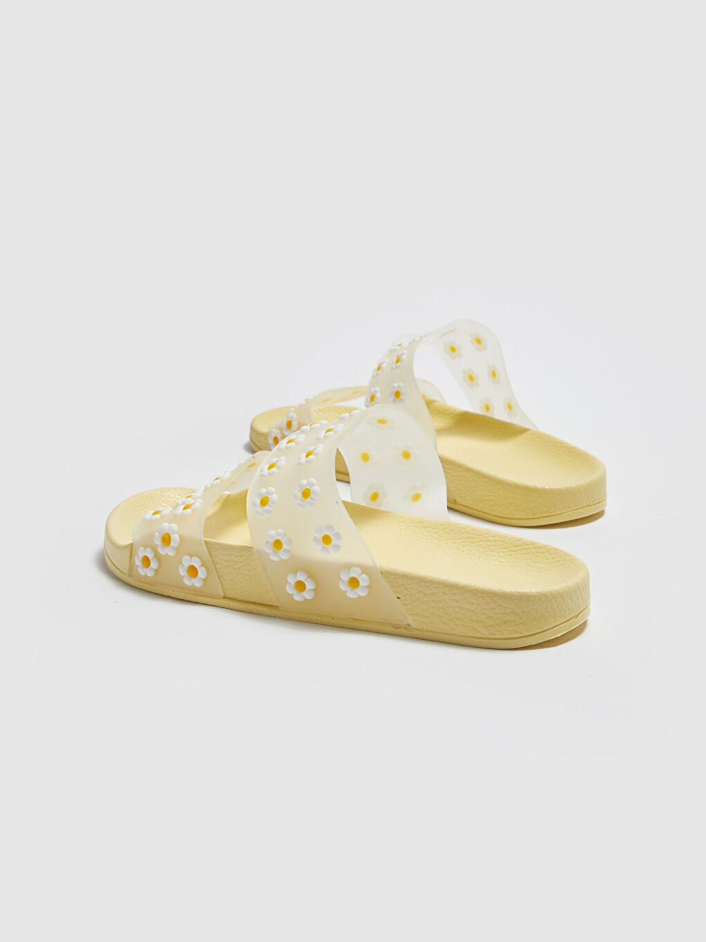 Sarı Çiçek Desenli Çift Bantlı Kadın Terlik-4