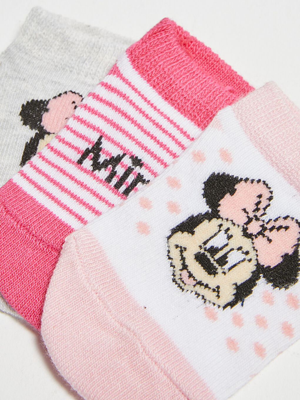 Носки-следки для малышек девочек с принтом Минни Маус, комплект из 3-х штук-2