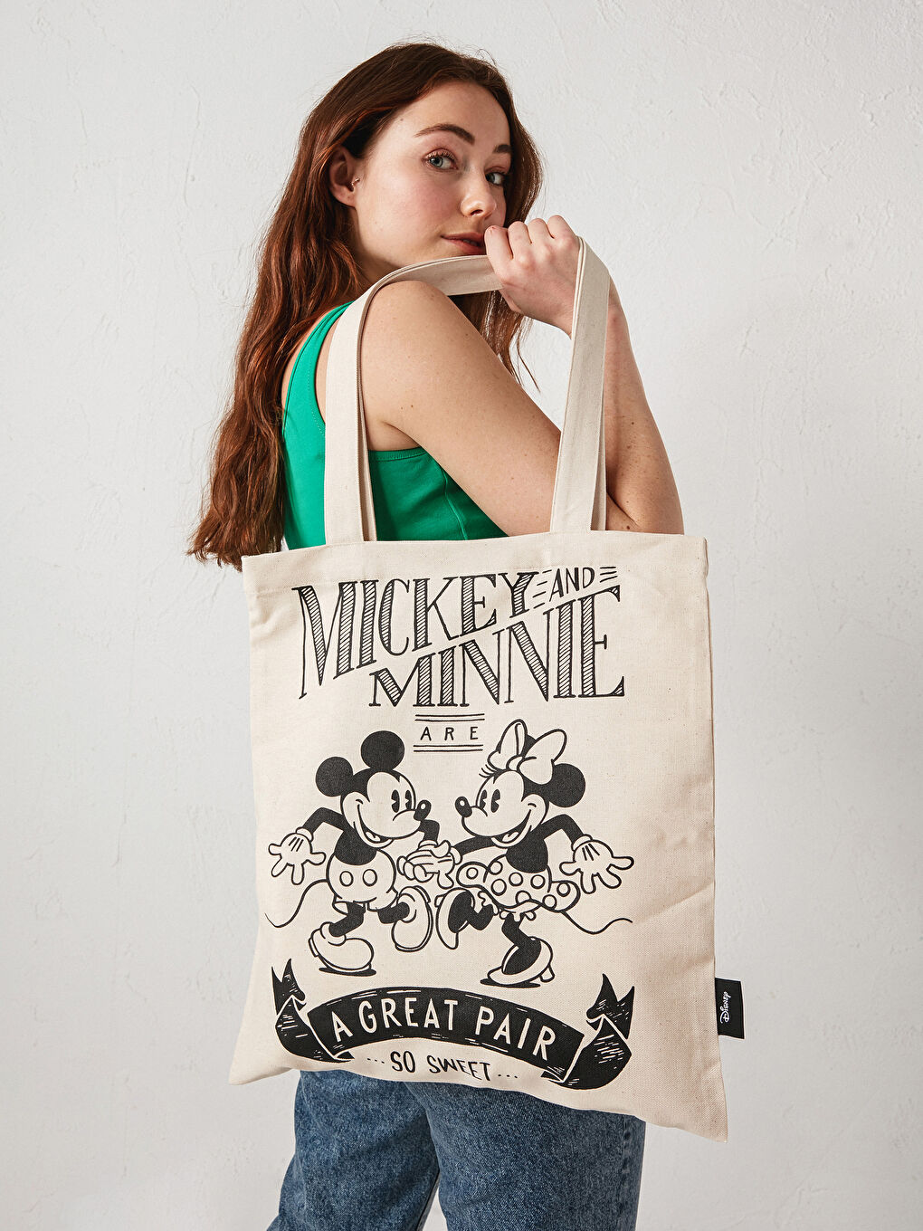 LCW ACCESSORIES Mickey and Minnie Mouse Printed Shopping Bag -S1BN11Z8-LQJ