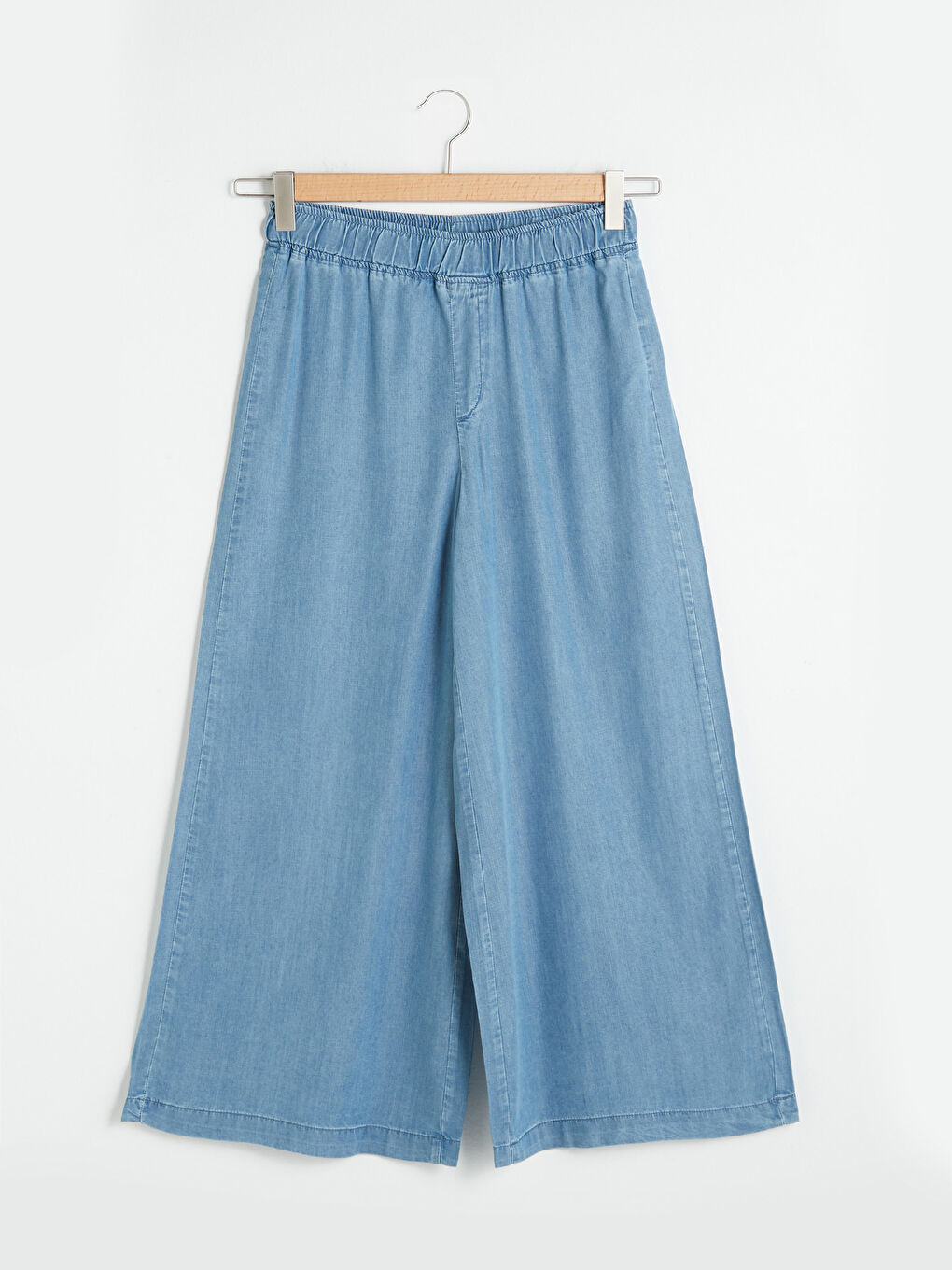 İndigo Beli Lastikli Bol Fit Geniş Paça Kadın Jean Pantolon-7