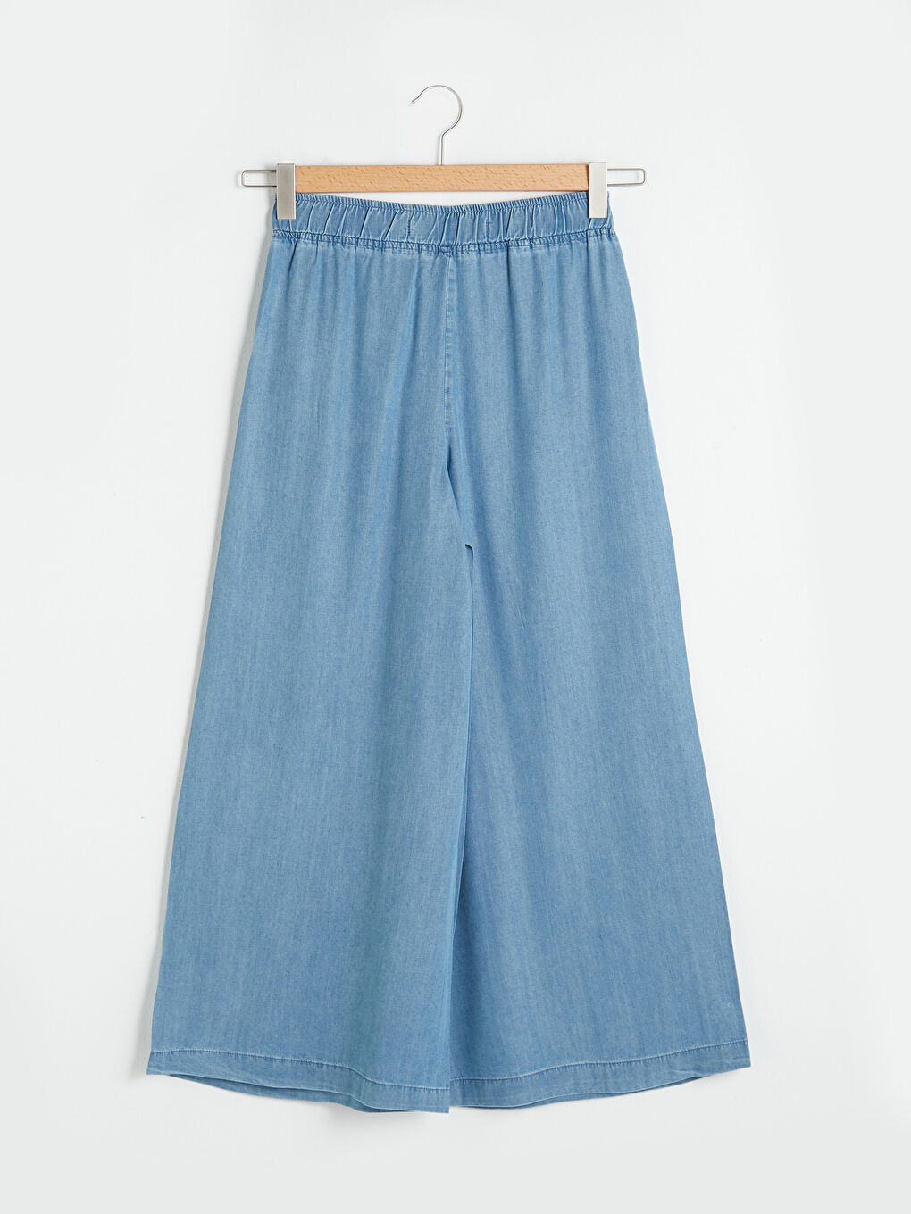 İndigo Beli Lastikli Bol Fit Geniş Paça Kadın Jean Pantolon-8